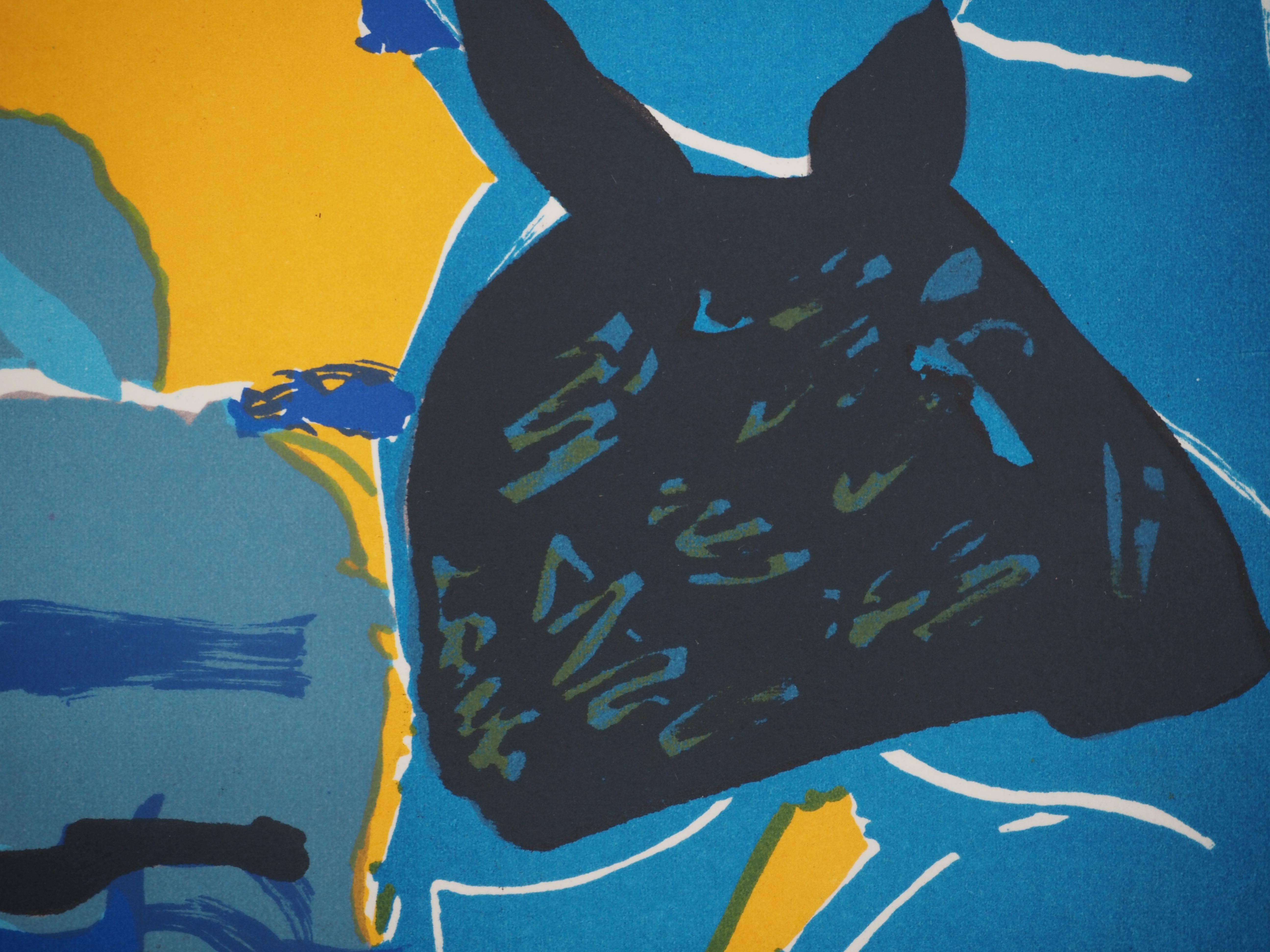 Lovers in Blue - Original Lithograph, Stamp signature For Sale 2