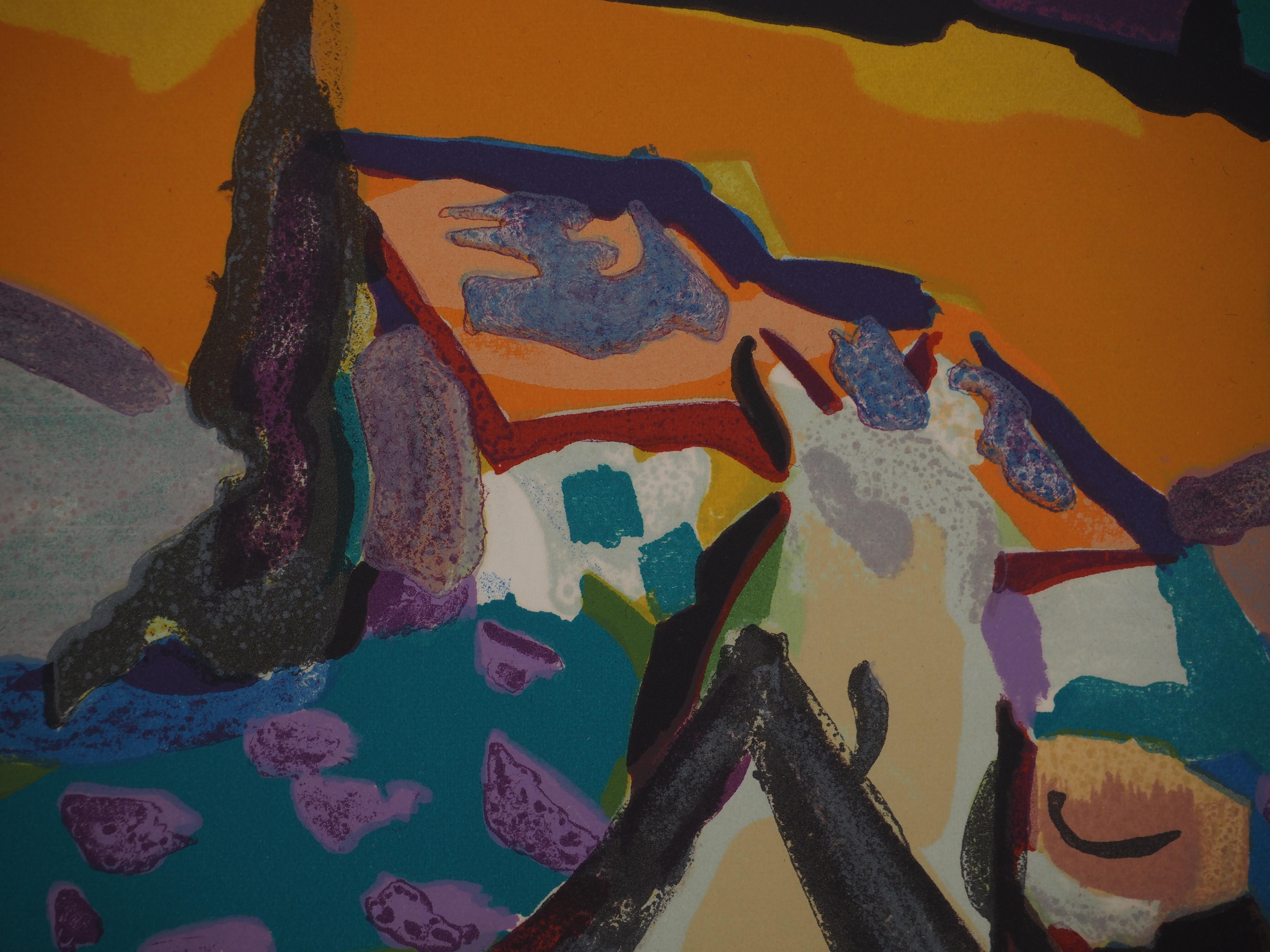 Working in the Fields in Provence : Draft Horse - Original Lithograph For Sale 1