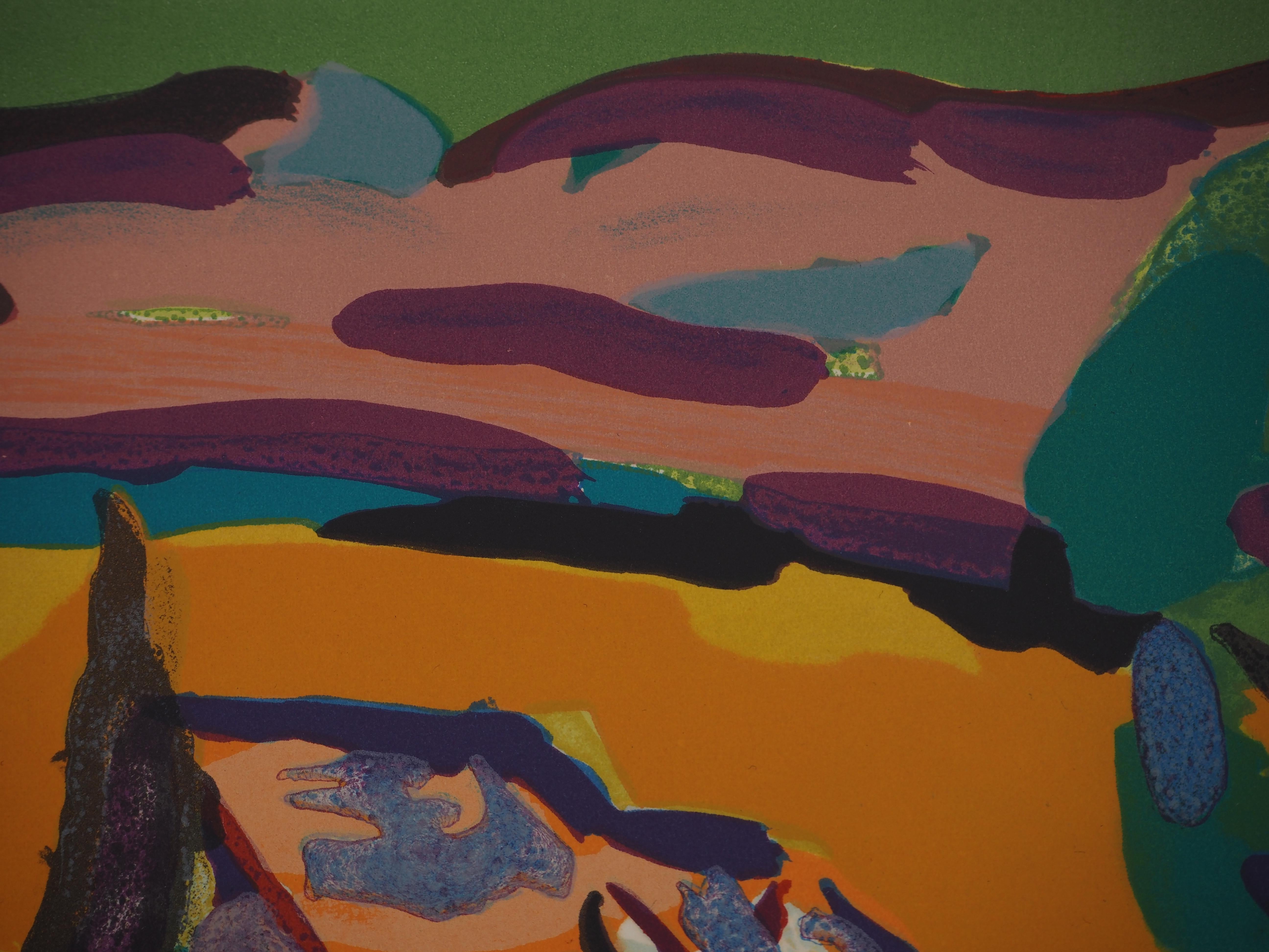 Working in the Fields in Provence : Draft Horse - Original Lithograph For Sale 2