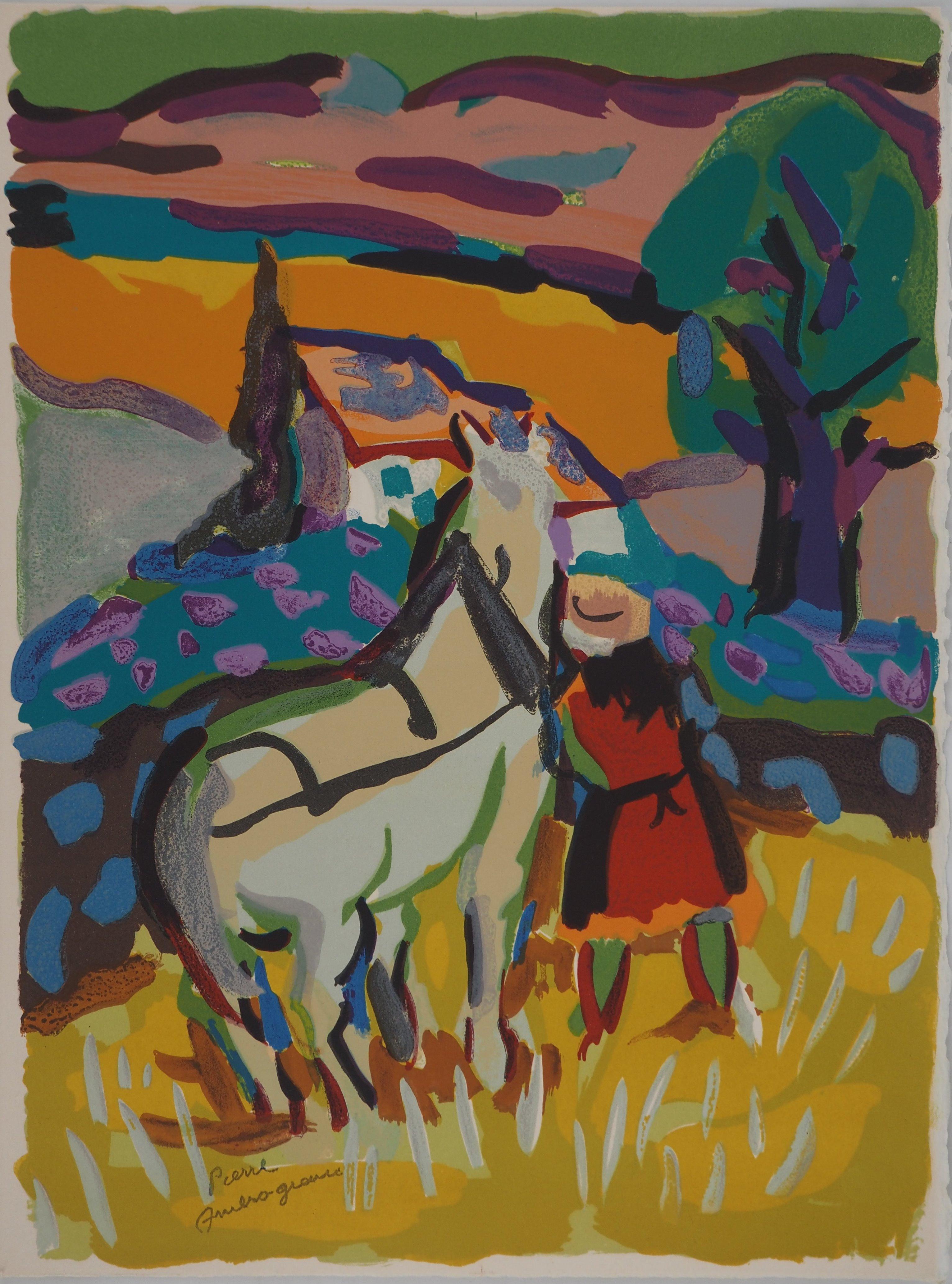 Working in the Fields in Provence : Draft Horse - Original Lithograph