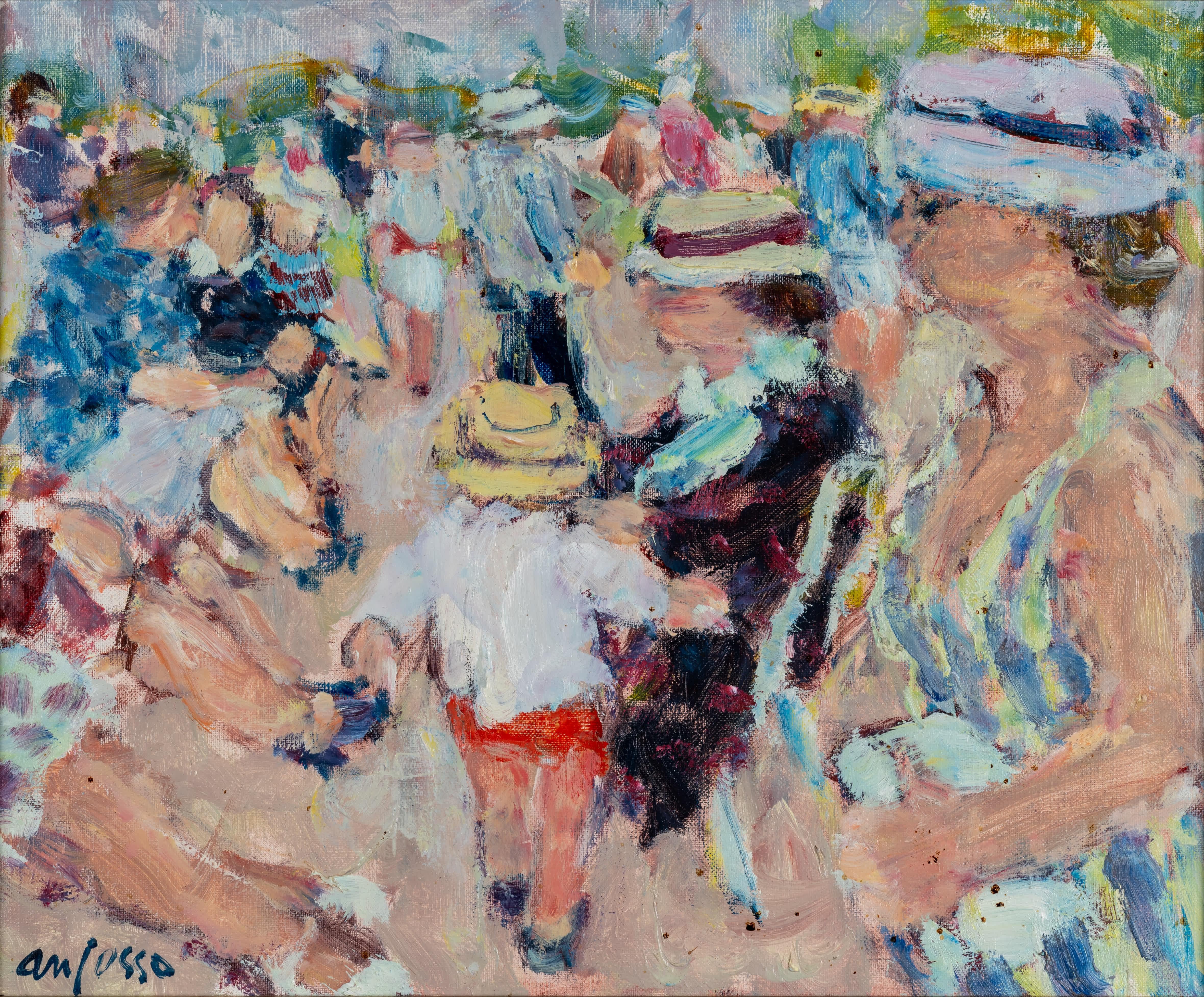 Personnages Dans un Parc - Painting by Pierre Anfosso