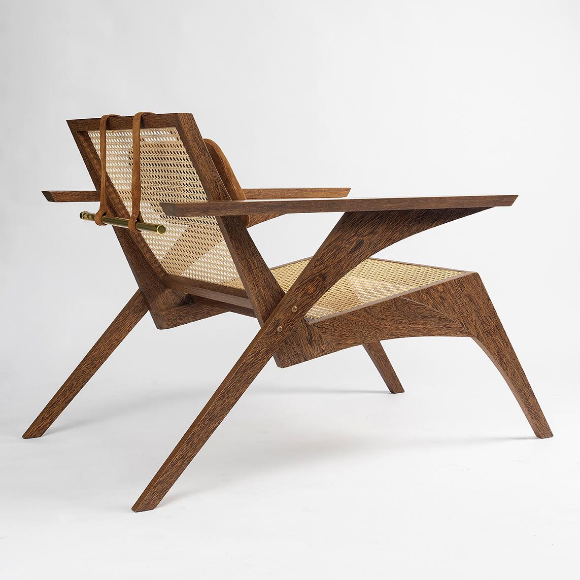 Contemporary Pierre Armchair by Tiago Curioni in Sucupira Brazilian Hard Wood and Straw For Sale