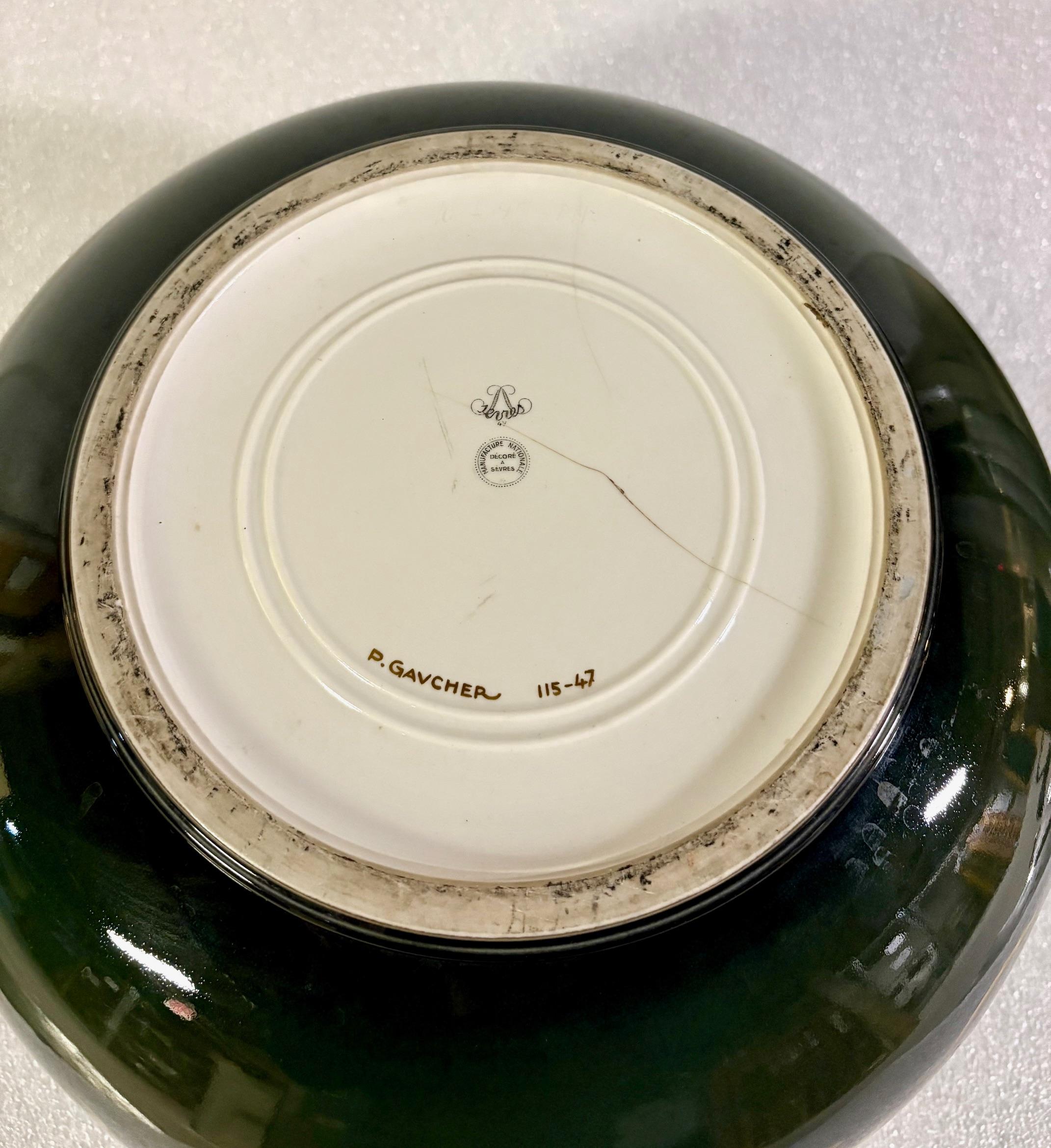 Pierre-Auguste Gaucher for Sevres Art Deco Porcelain Vase Hunting Scene For Sale 2