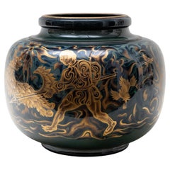 Pierre-Auguste Gaucher for Sevres Art Deco Porcelain Vase Hunting Scene