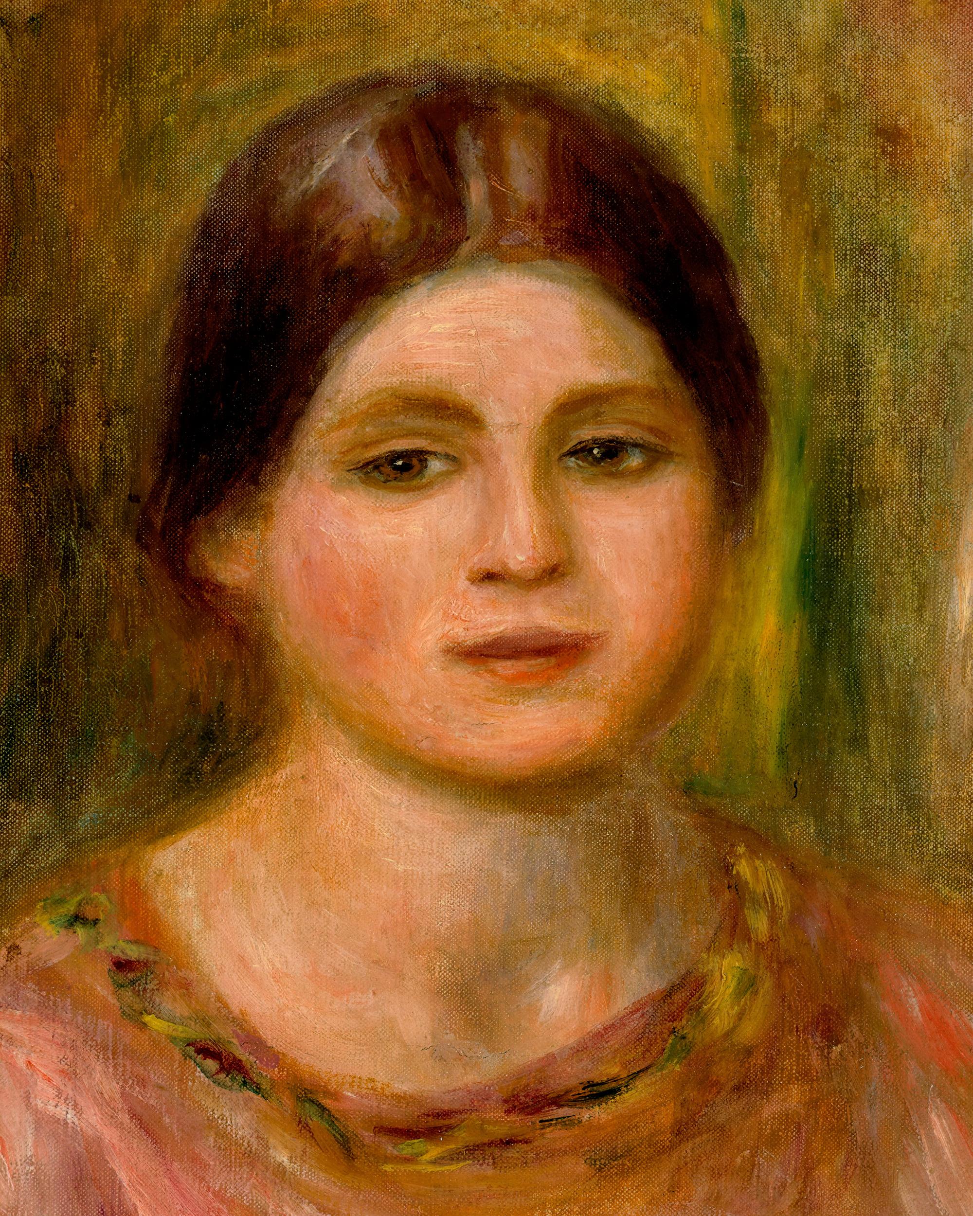 Gabrielle Aux Grenades di Pierre-Auguste Renoir - Portrait Painting Marrone di Pierre Auguste Renoir