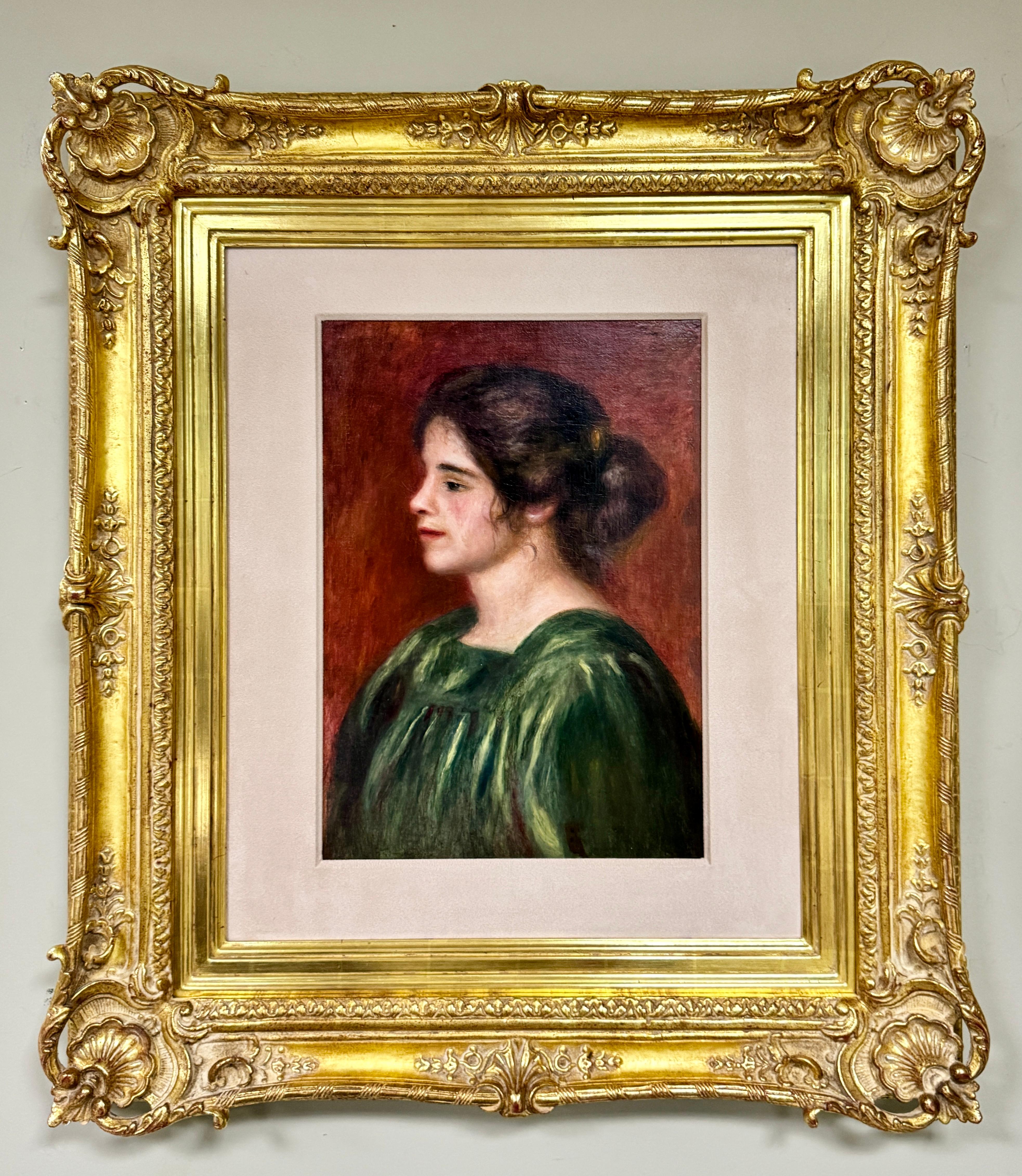 Pierre Auguste Renoir Portrait Painting - Pierre-Auguste Renoir "Buste de femme au corsage vert"