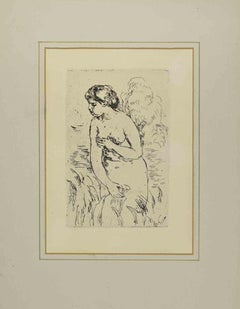 Baigneuse Debout à Mi - Jambes - Gravure de Pierre Auguste Renoir - 1910