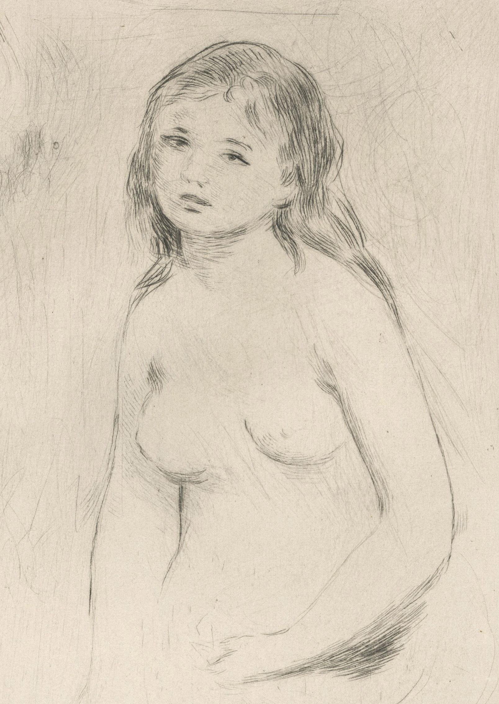 Etude pour une baigneuse (Studie für eine Badende) (Grau), Nude Print, von Pierre Auguste Renoir