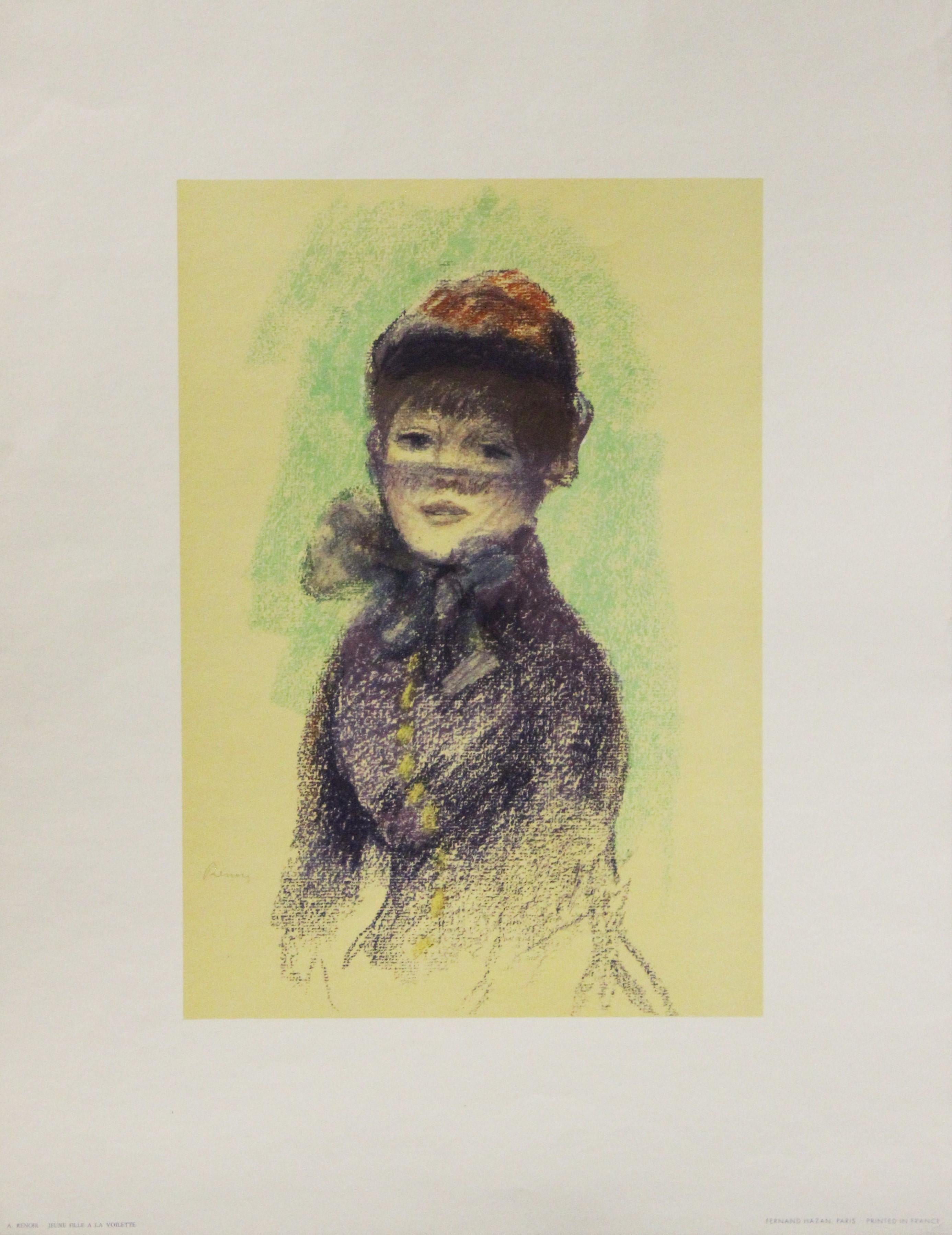 Portrait Print di Pierre Auguste Renoir - Jeune Fille A La Voilette-Poster. Stampato in Francia.