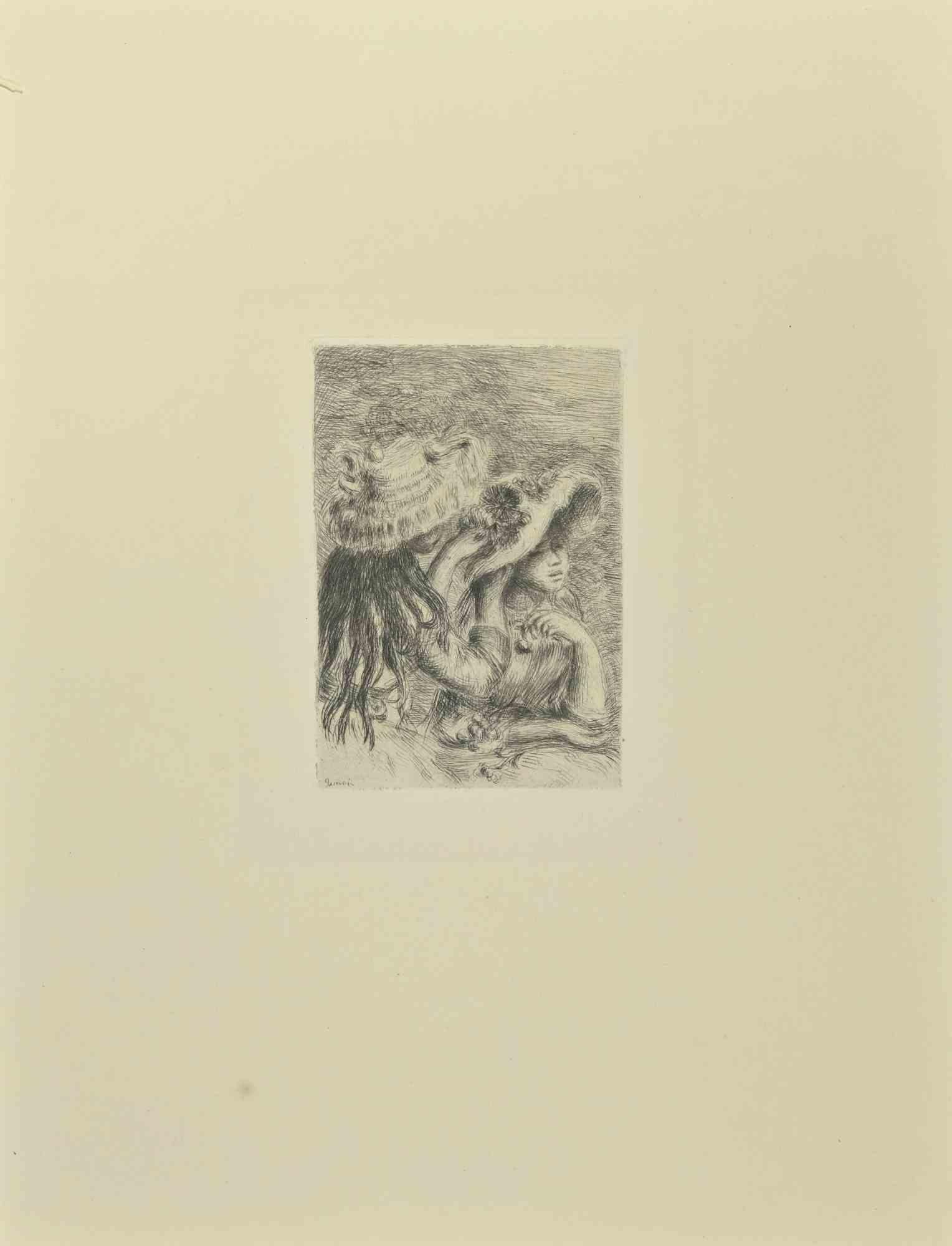 Le Chapeau Epinglé is an artwork realized by Pierre Auguste Renoir, 1894.

Etching and Drypoint.

II and final state.

Signed on a plate in the right margin.

Excellent lifetime impression, with beautiful inking and a very fine sheet. 


Renoir
