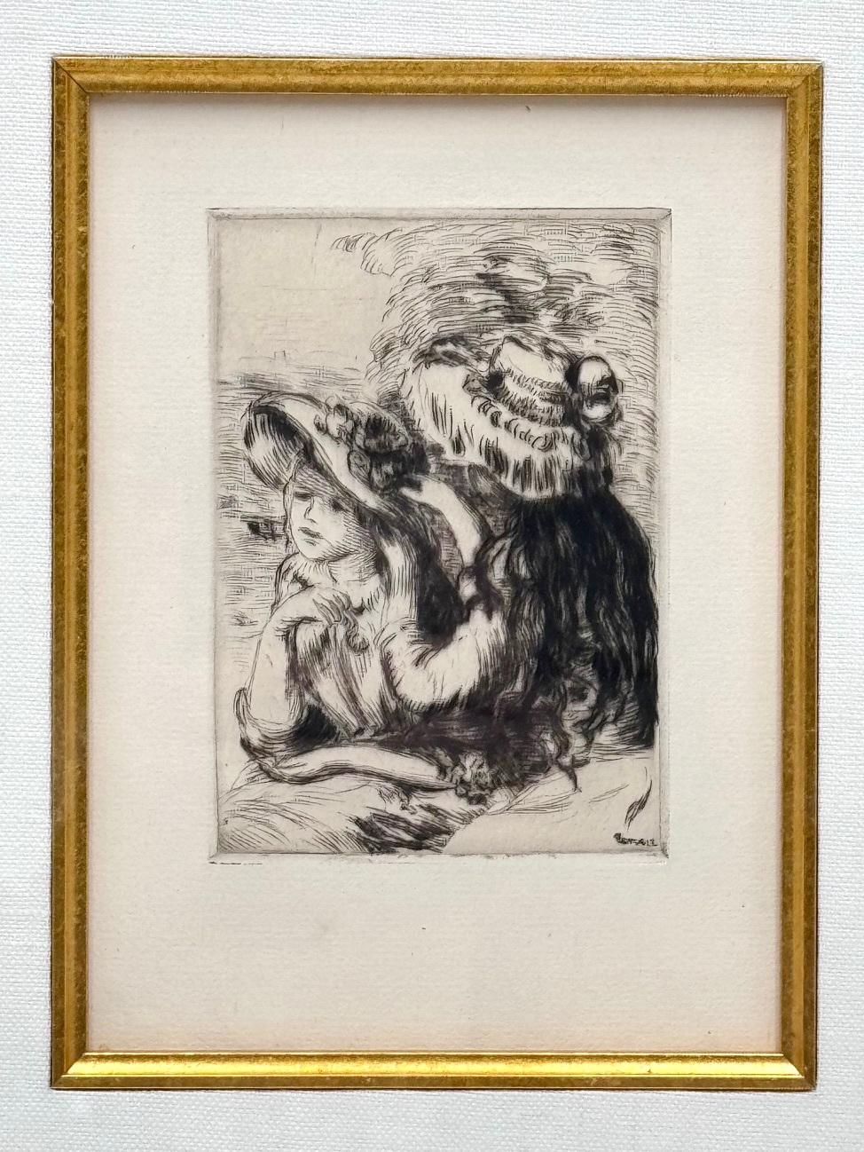 Le Chapeau Épinglé - Beige Portrait Print by Pierre Auguste Renoir