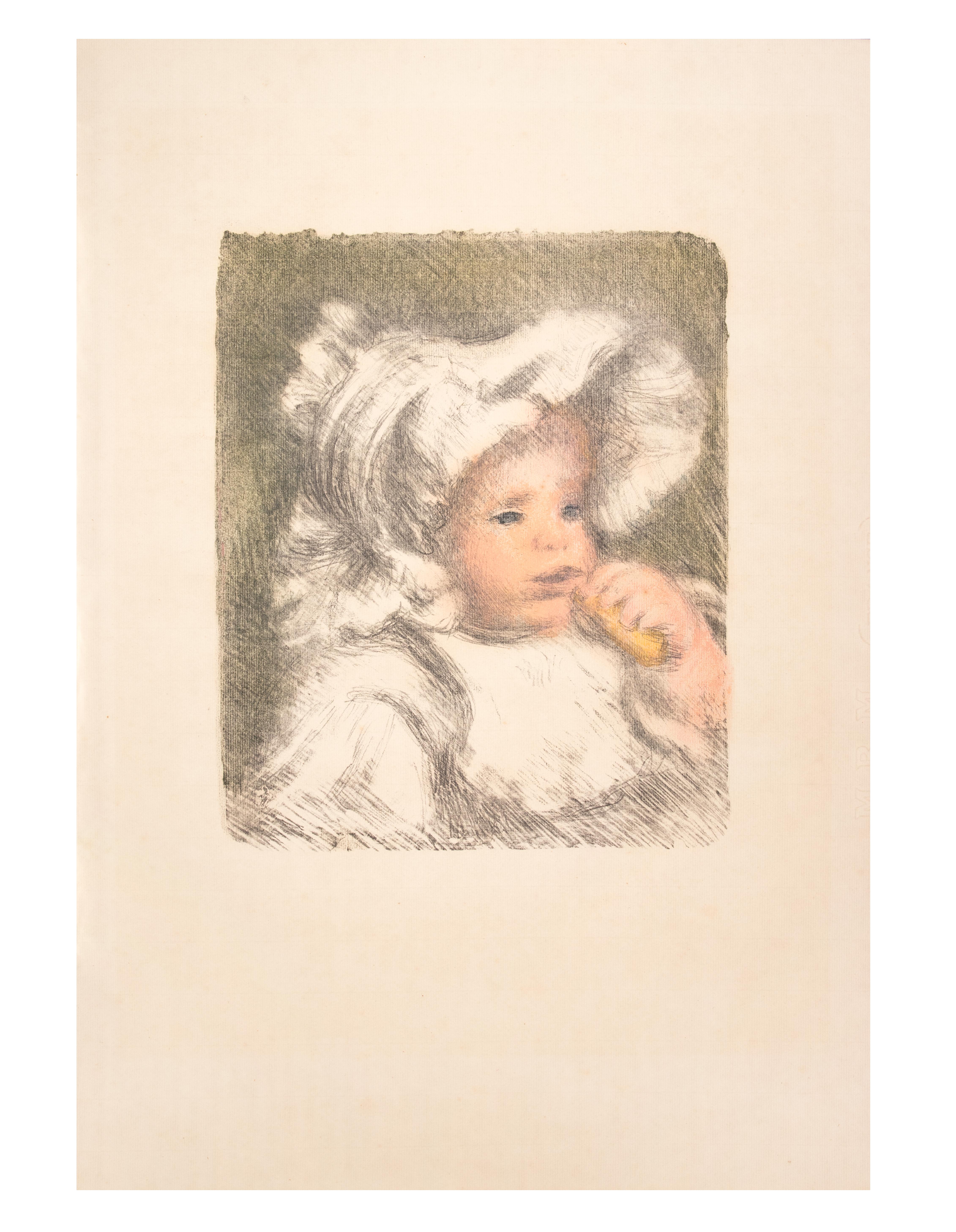 Edition of 100 prints, not signed.
One of the most celebrated graphic works of Renoir, showing his son, the future Director Jean Renoir. 
Belogs to the suite “L’Album d’estampes originales de la Galerie Vollard”.

Published by Auguste Clot in