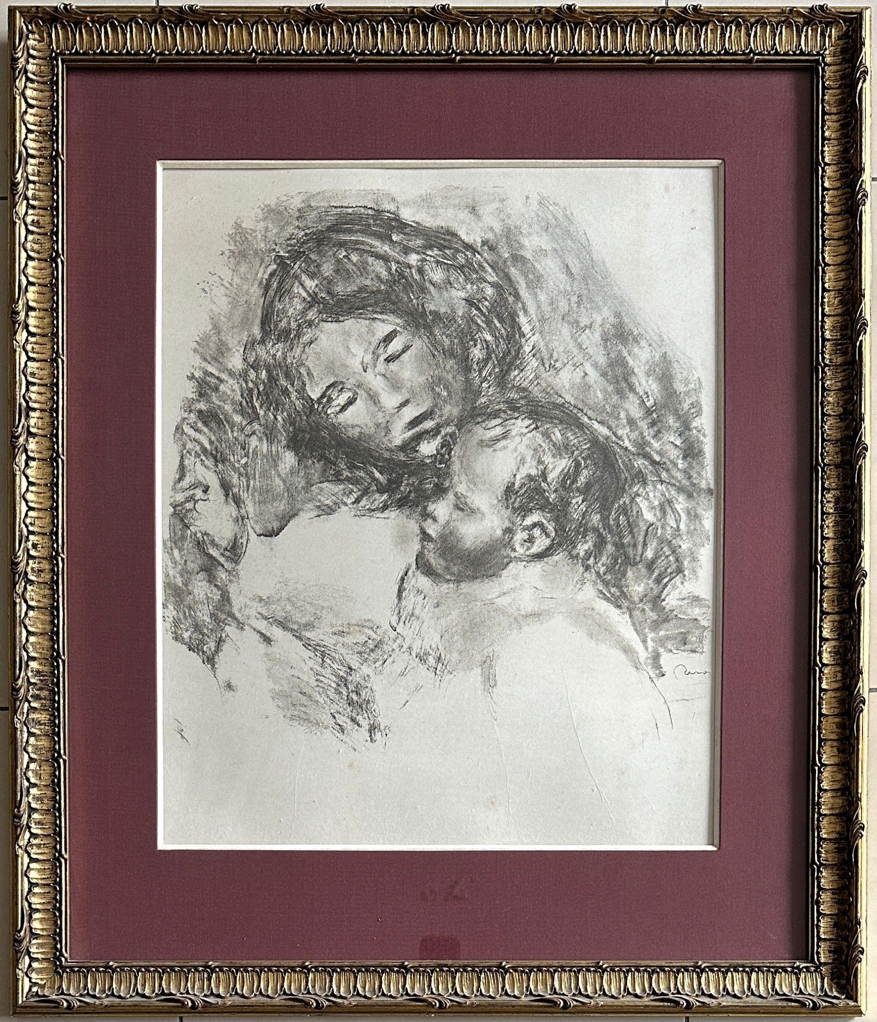 Maternity : Mom & His Child - Original Lithograph Signed Plate - Delteil 50 - Print by Pierre Auguste Renoir