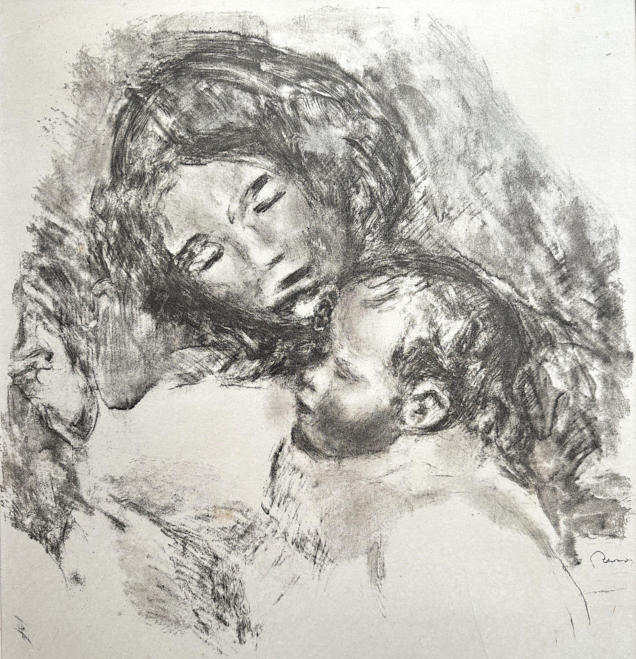 Maternity : Mom & His Child - Original Lithograph Signed Plate - Delteil 50 For Sale 1