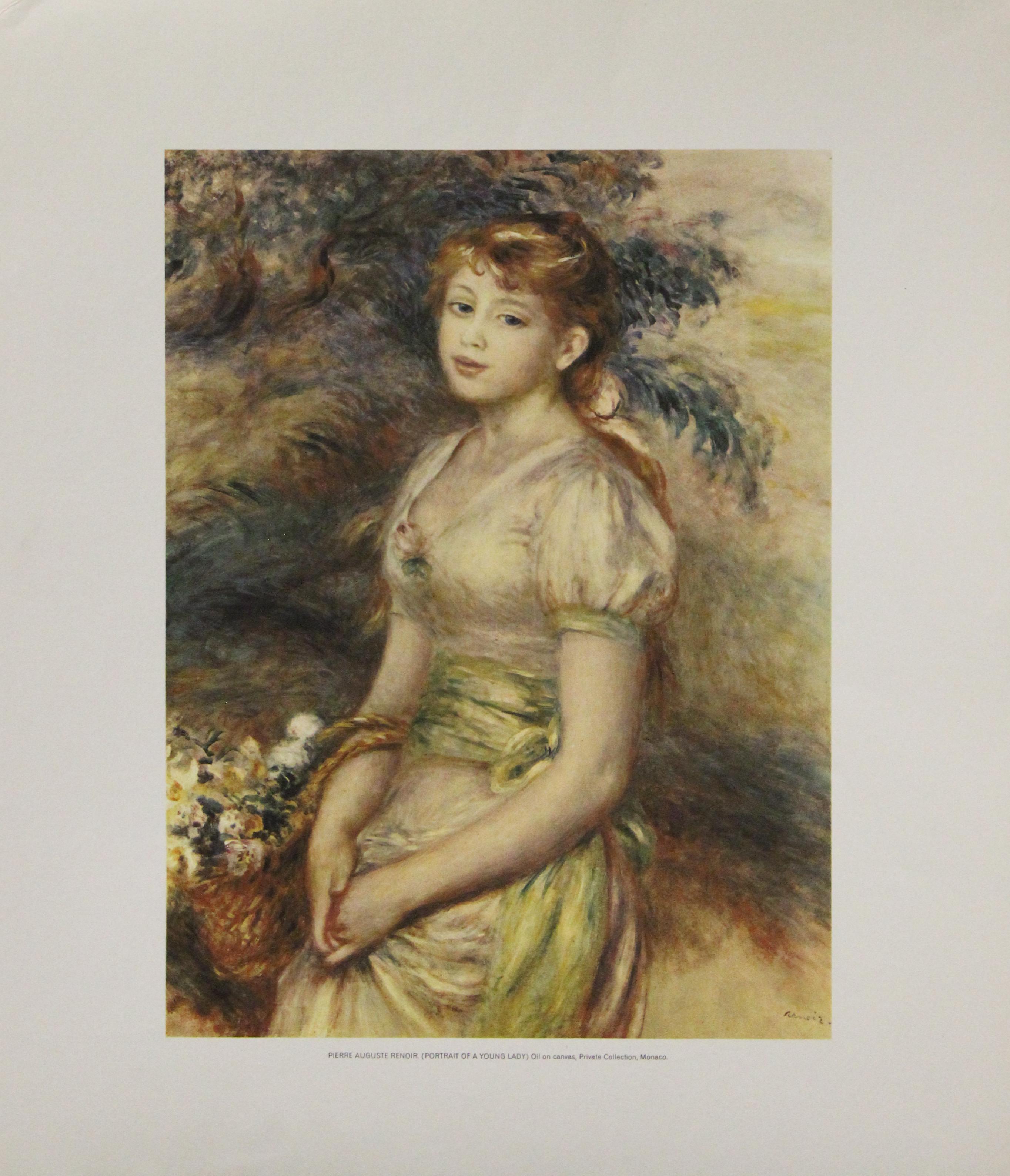 Pierre Auguste Renoir Portrait Print - Portrait of a Young Lady-Poster. Printed in Spain. 