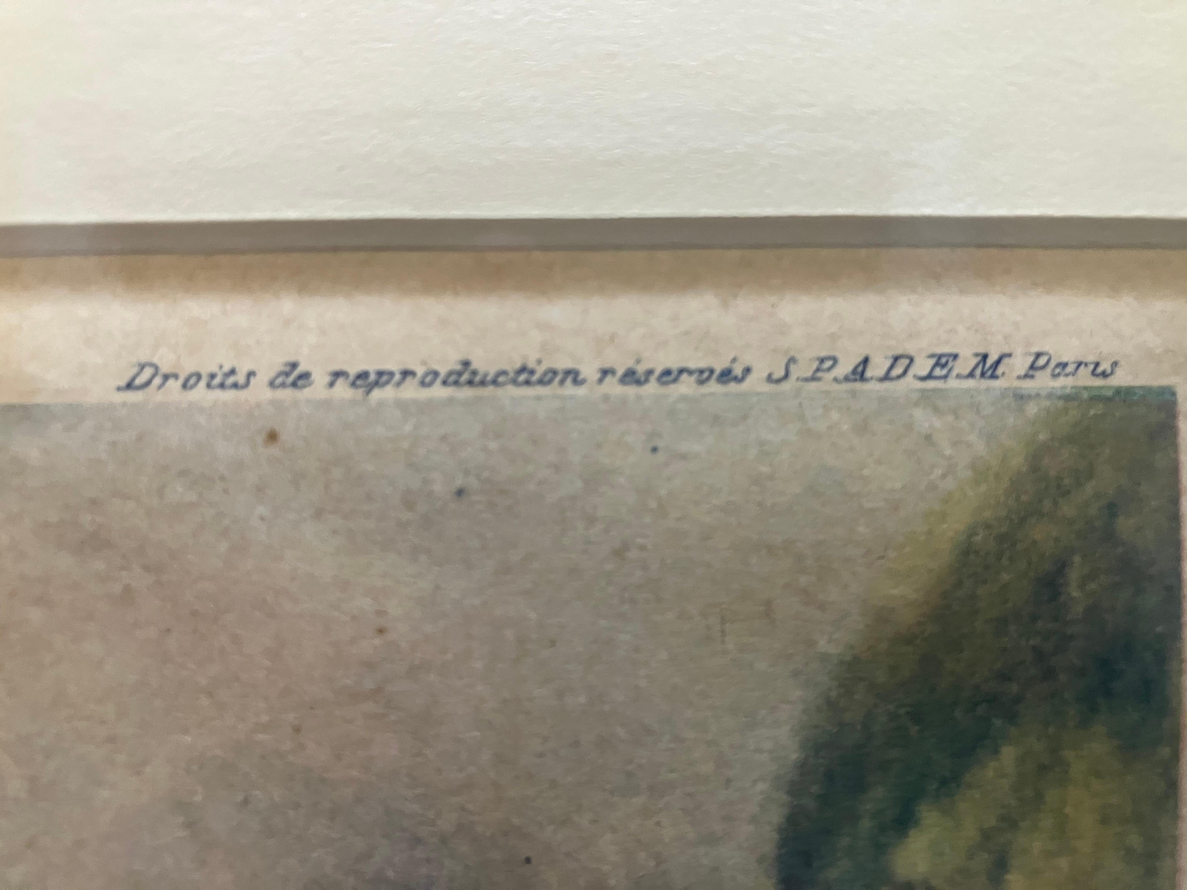 This is a print  of one ofRenoir’s most famous paintings titled “Bather on a seated rock.” it was printed by. Spadem, a well-known Paris printing company. It is numbered what looks to be 190 out of 250 on the lower left in pencil and is also pencil