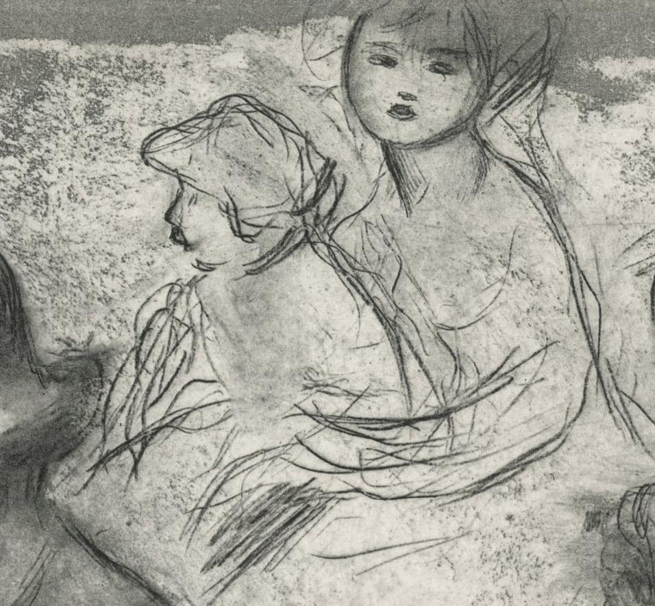 After Pierre Auguste Renoir (1841-1919)
Trois Esquisses de maternite (Three Studies of Maternity)
Heliogravure with etching on velin paper, 1893
Unsigned as issued
Edition 1000, there are also 100 on a different paper
Note: The original red and