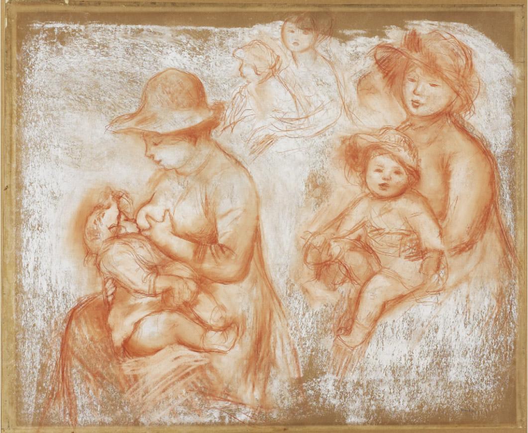 Trois Esquisses de maternite (Three Studies of Maternity) - Impressionist Print by Pierre Auguste Renoir