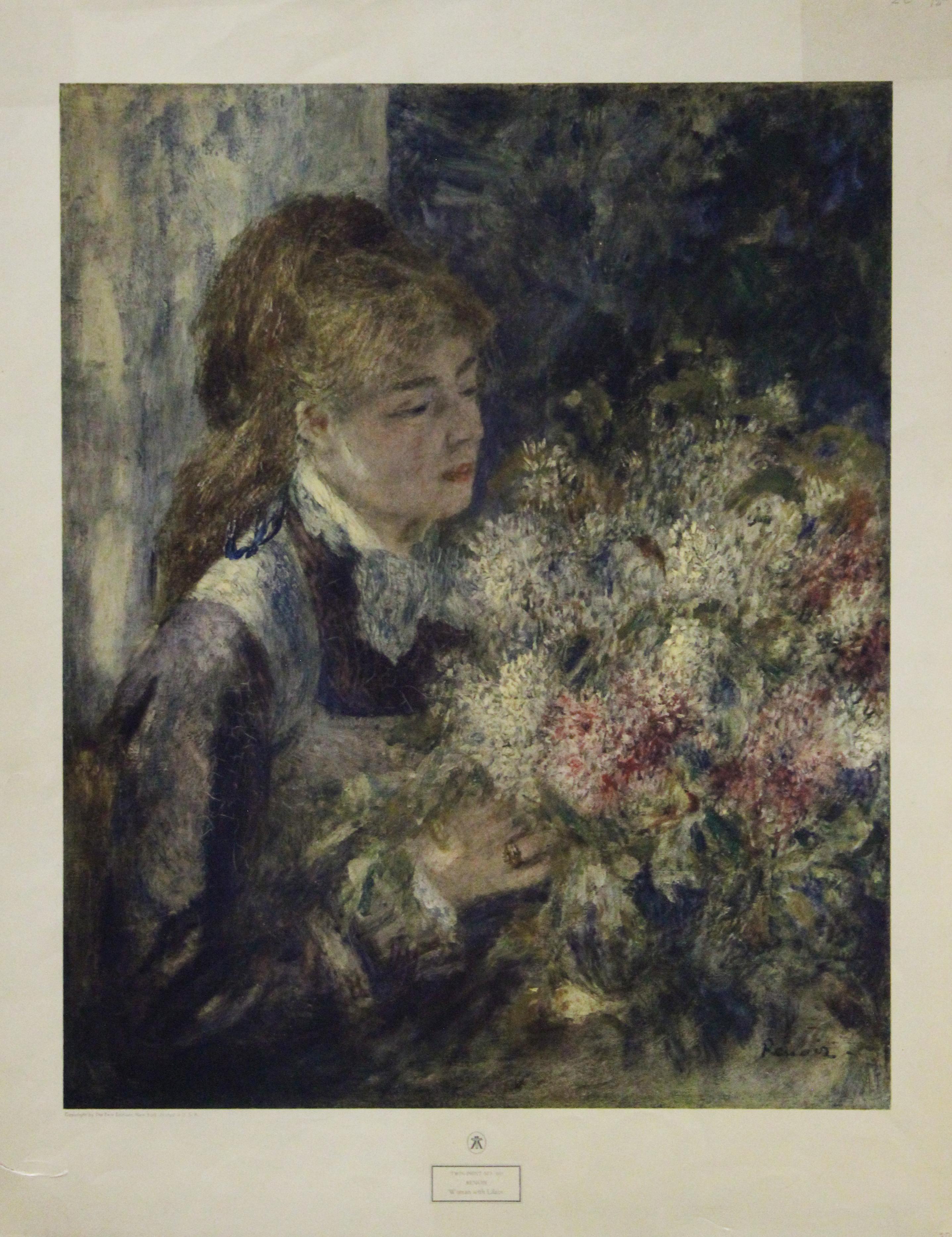 Pierre Auguste Renoir Portrait Print - Woman with Lilacs-Vintage Poster. Twin-Print No. 103