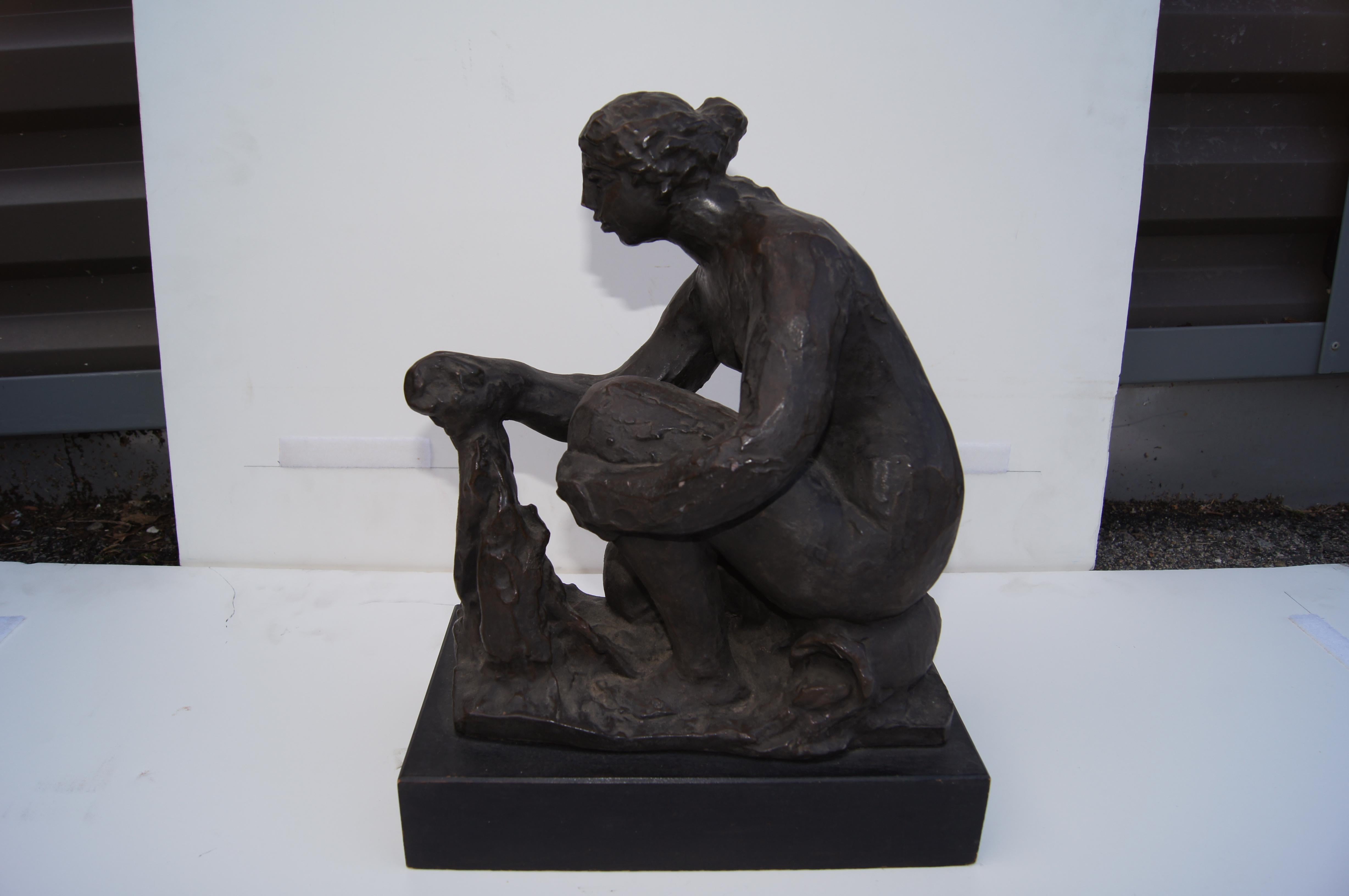 20th Century Pierre Auguste Renoir and Richard Guino, La Petite Laveuse , Bronze, 1916
