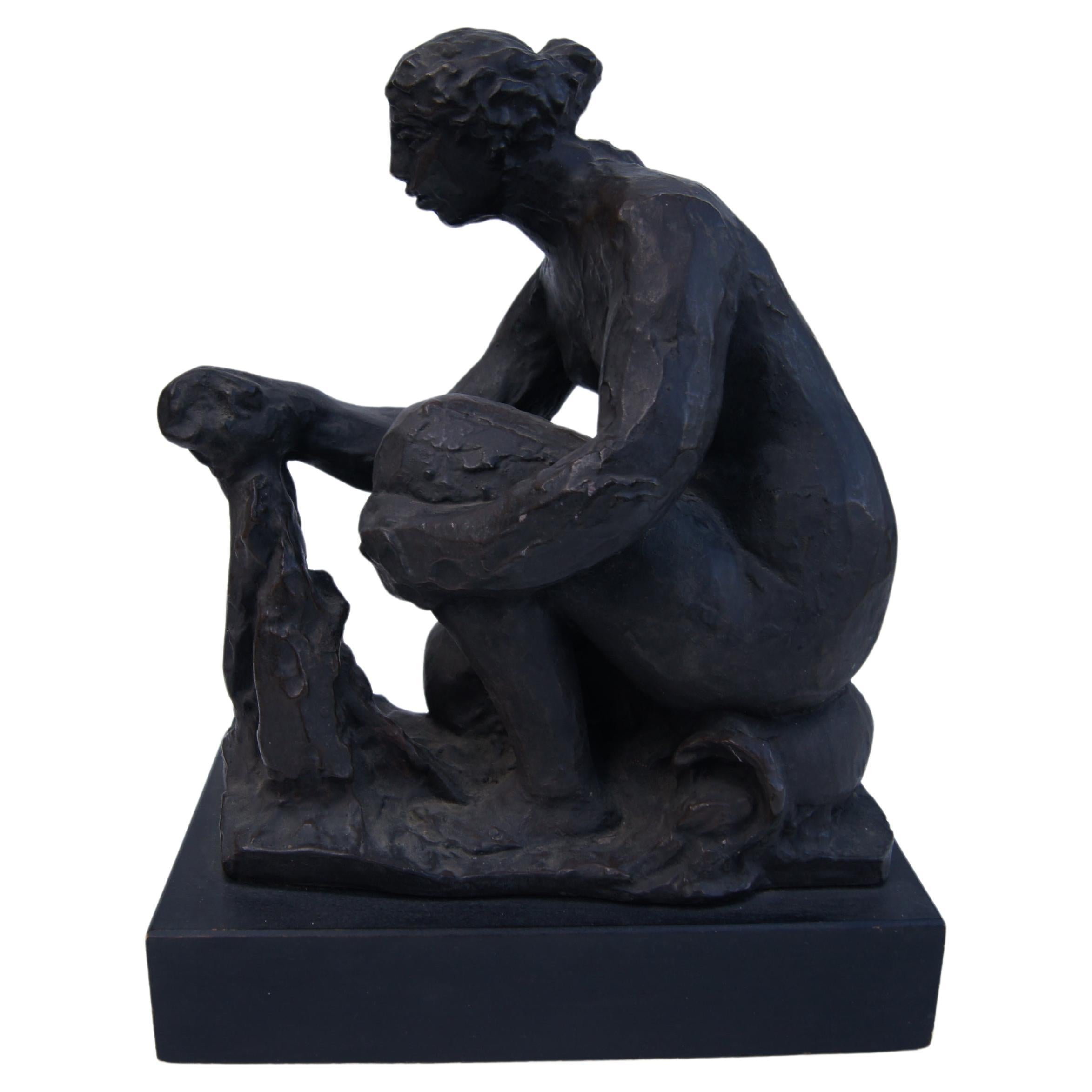 La Petite Laveuse, Pierre Auguste Renoir et Richard Guino, en bronze, 1916