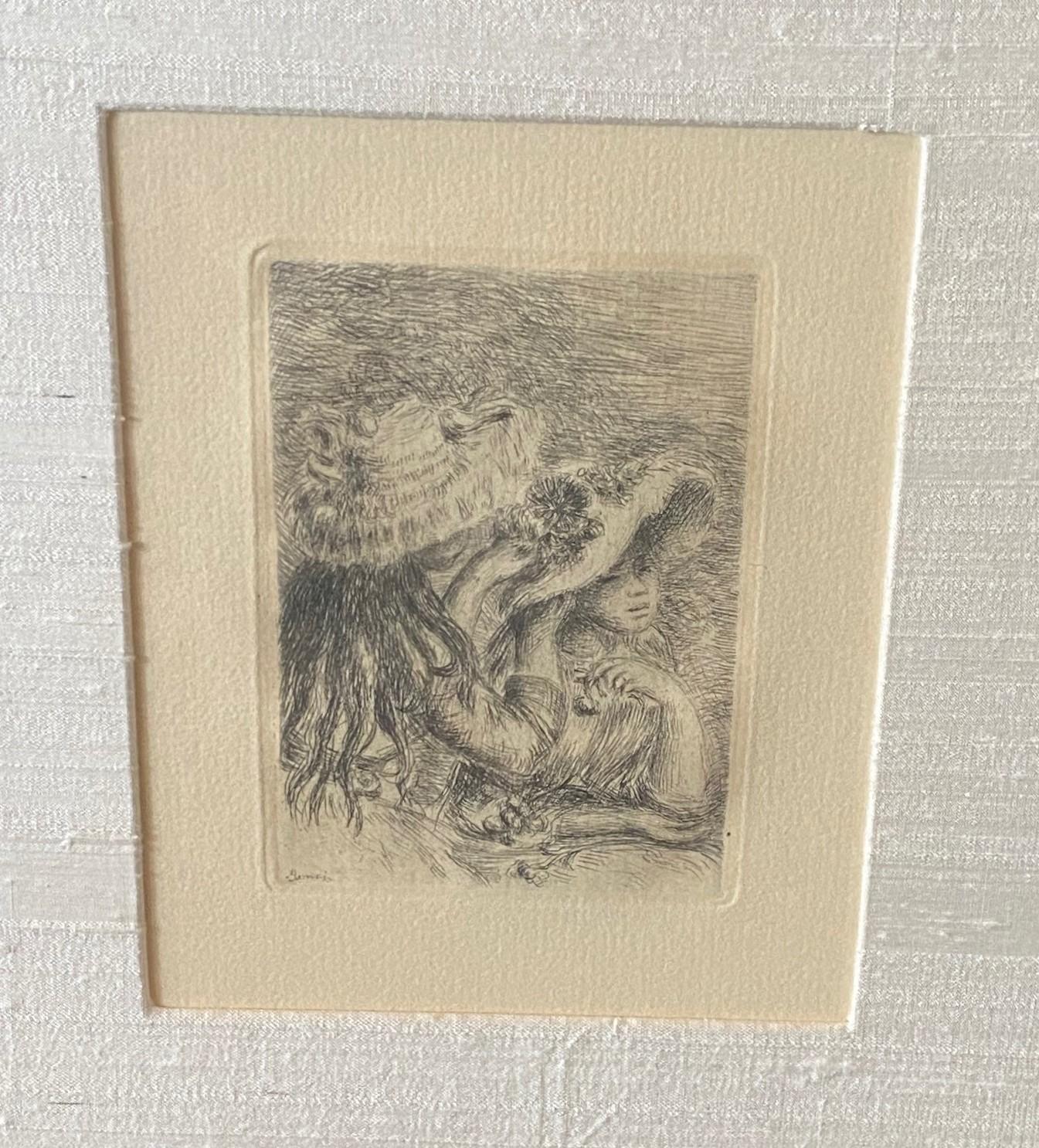 French Pierre-Auguste Renoir Etching Le Chapeau Epingle (The Hat Pin or Pinning) For Sale