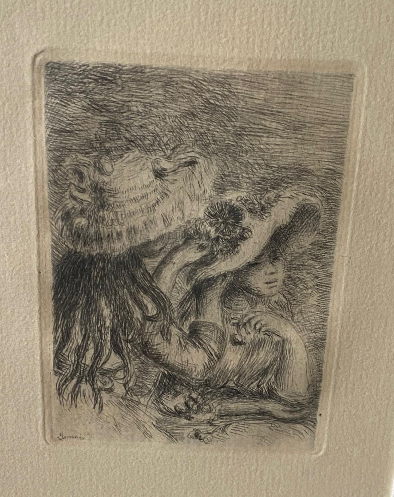 Etched Pierre-Auguste Renoir Etching Le Chapeau Epingle (The Hat Pin or Pinning) For Sale