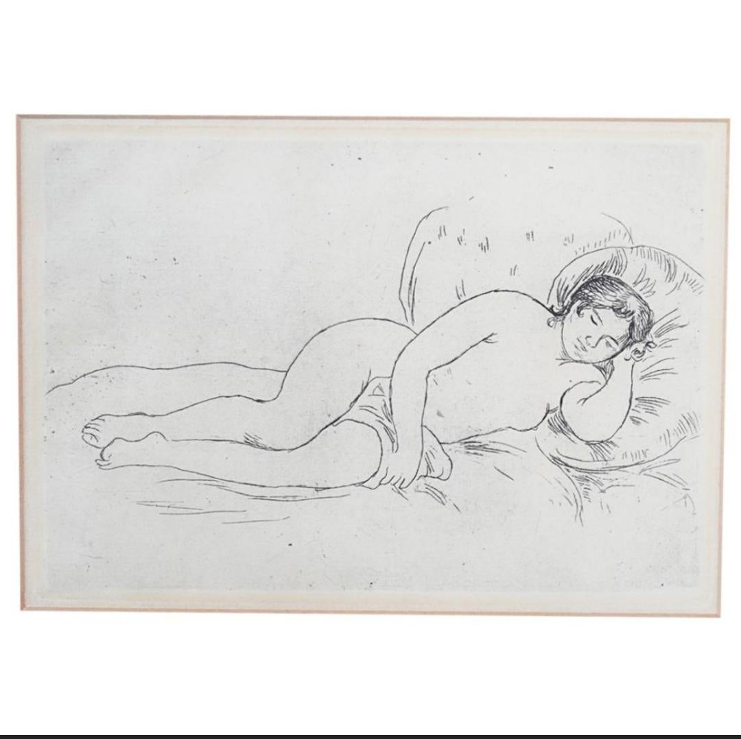 Beaux-Arts Gravure « Femme Nue Couchee » de Pierre-Auguste Renoir, encadrée en vente