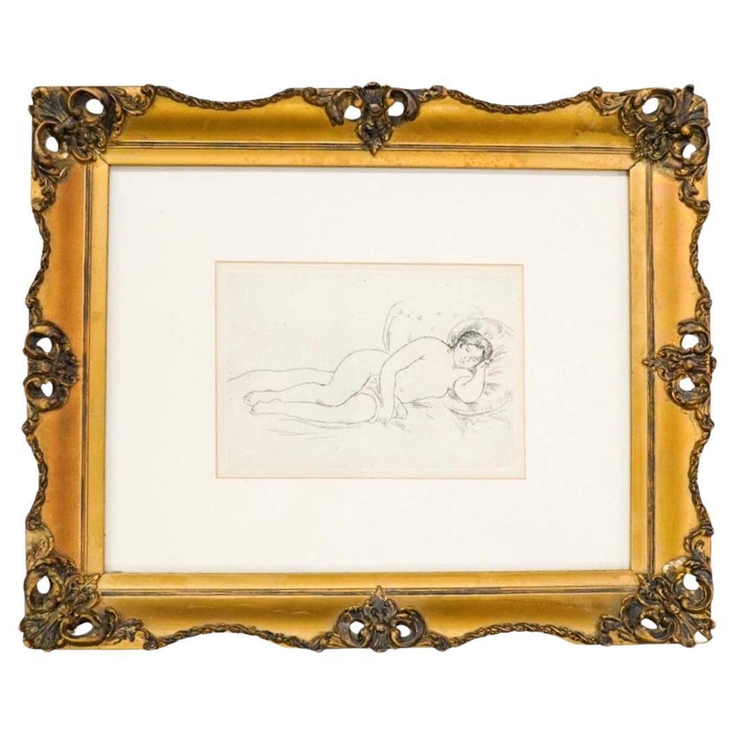 Pierre-Auguste Renoir "Femme Nue Couchee" Etching, Framed For Sale