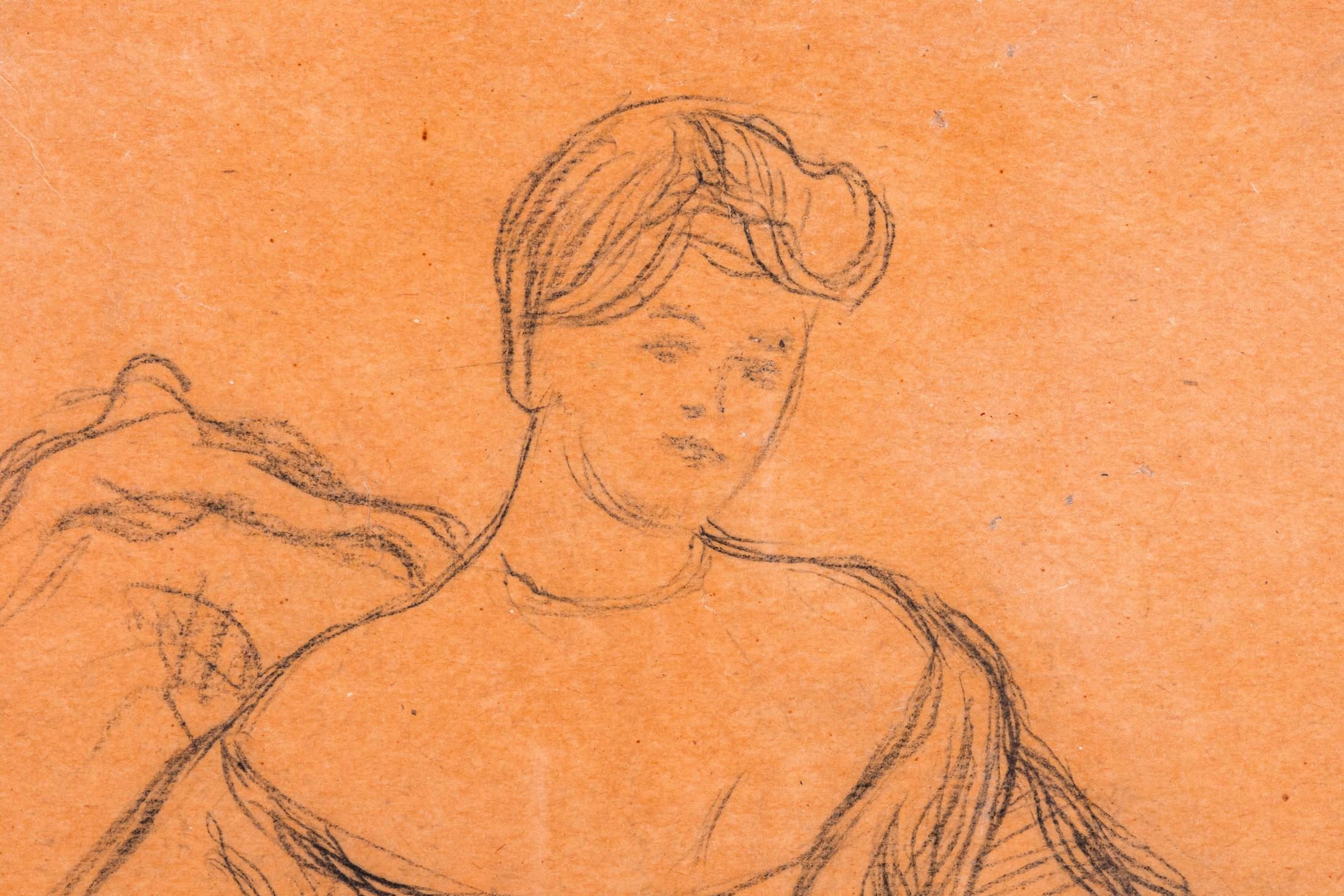 Early 20th Century Pierre-Auguste Renoir Madame de Galéa Signed Original Sketch Graphite on Paper For Sale