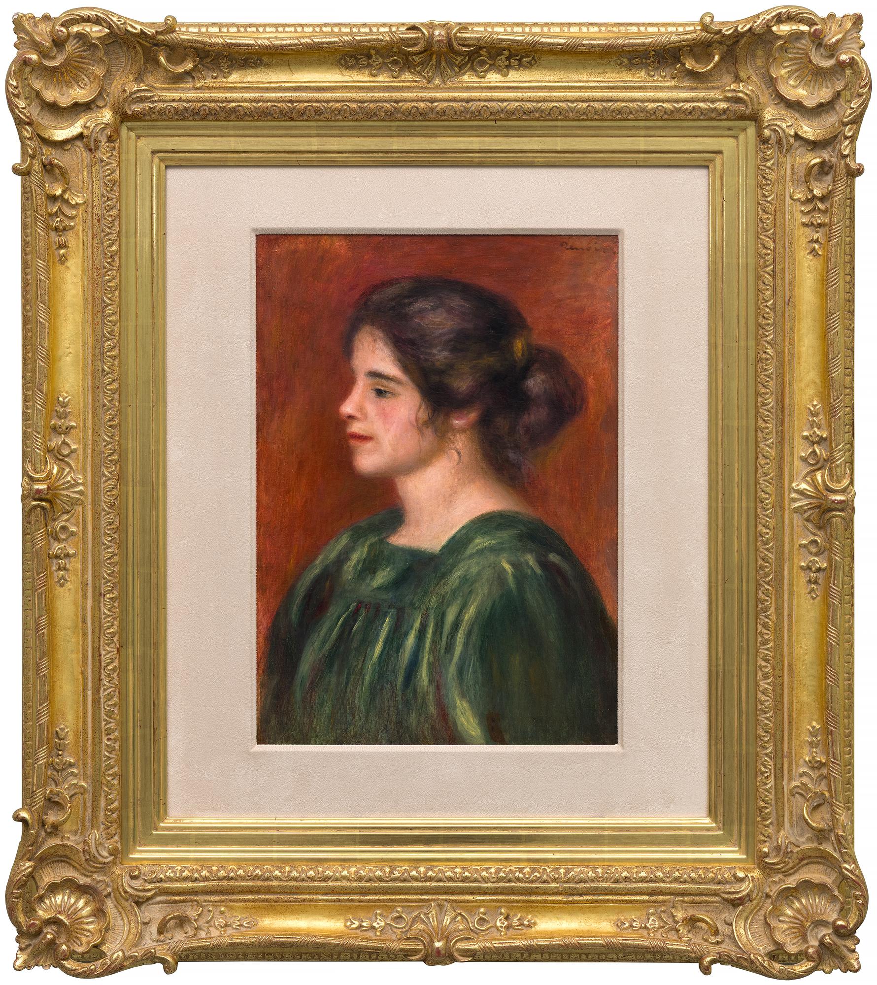 Buste de femme au corsage vert - Portrait Painting, 1908