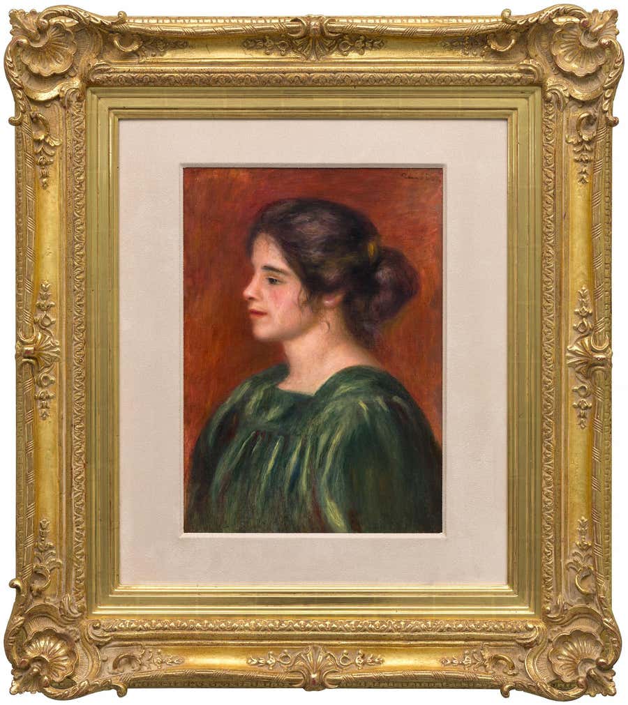 Buste de femme au corsage vert - Portrait Painting, 1908