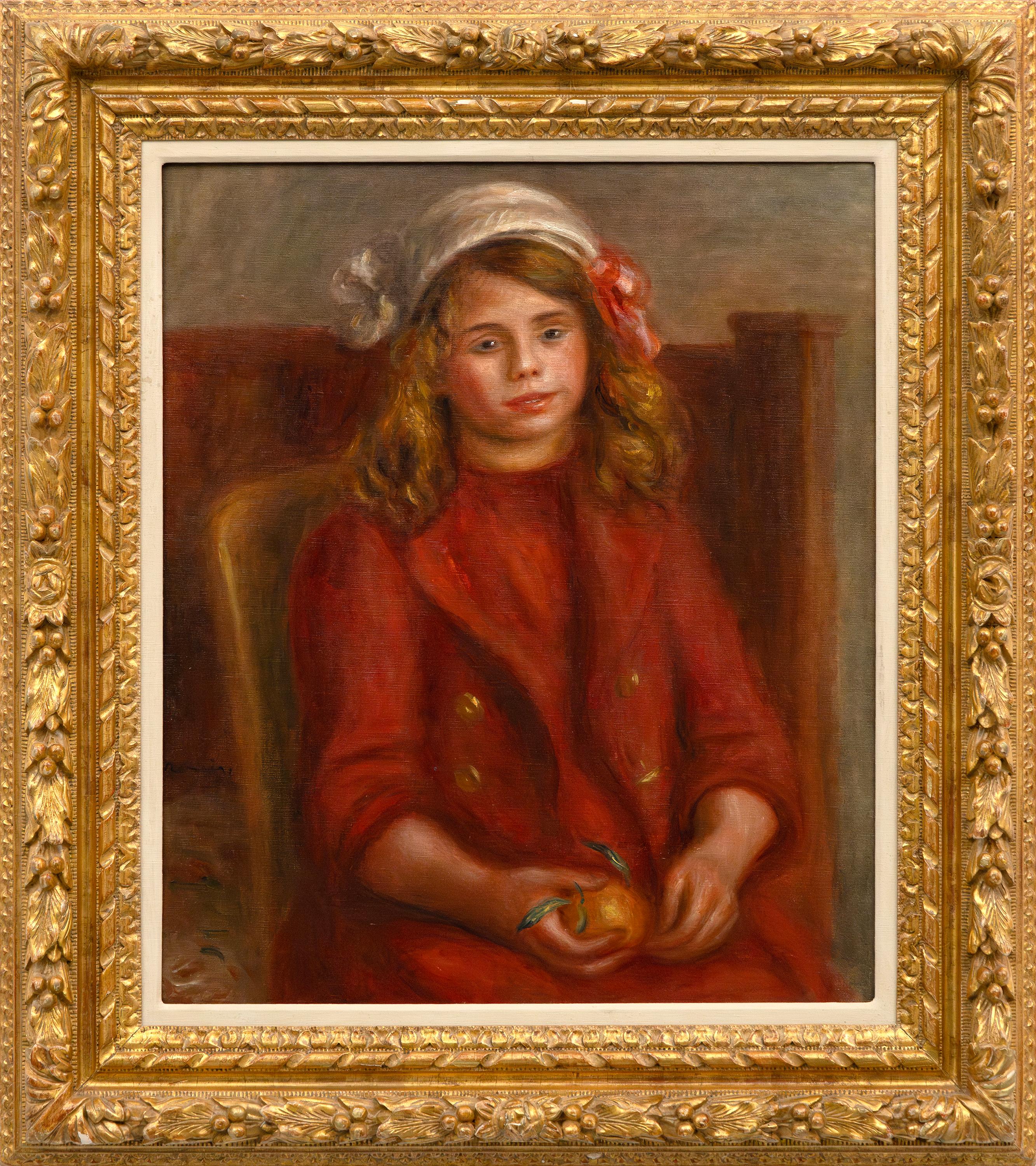 Fillette a l’orange (Little Girl with Orange) - Painting by Pierre-Auguste Renoir