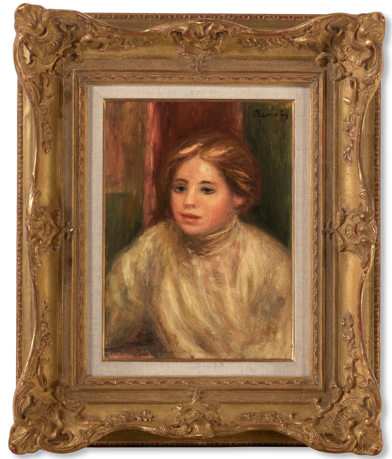 Tête de Femme Blonde	par Pierre-Auguste Renoir - Peinture de portrait en vente 1