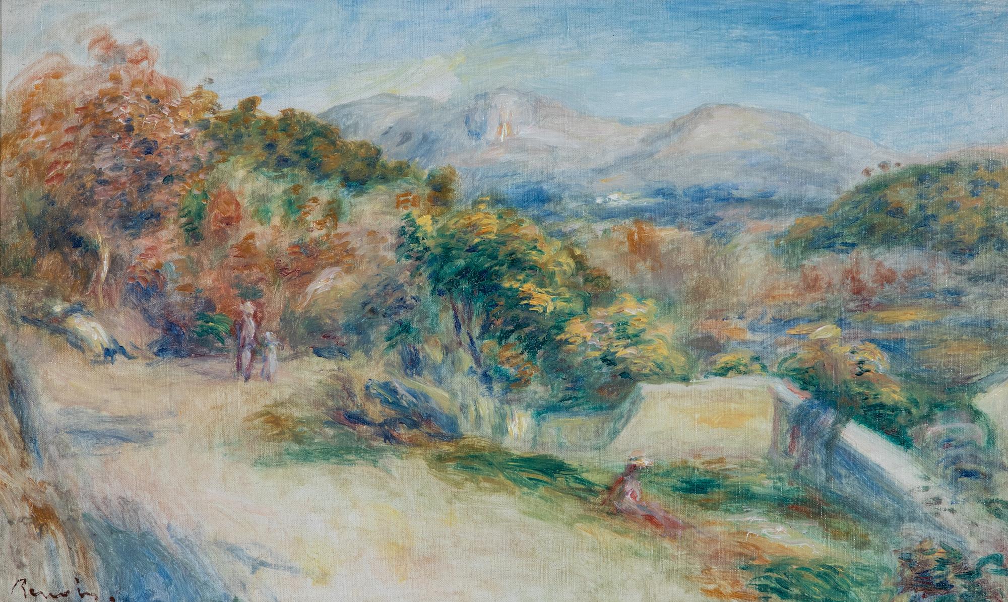 Vue prise des Collettes, Cagnes par Pierre-Auguste Renoir (1841-1919)
Huile sur toile
28 x 45,7 cm (11 x 18 pouces)
Signé en bas à gauche, Renoir
Exécuté vers 1910-1911

Cette œuvre est accompagnée d'une lettre d'authenticité du Wildenstein