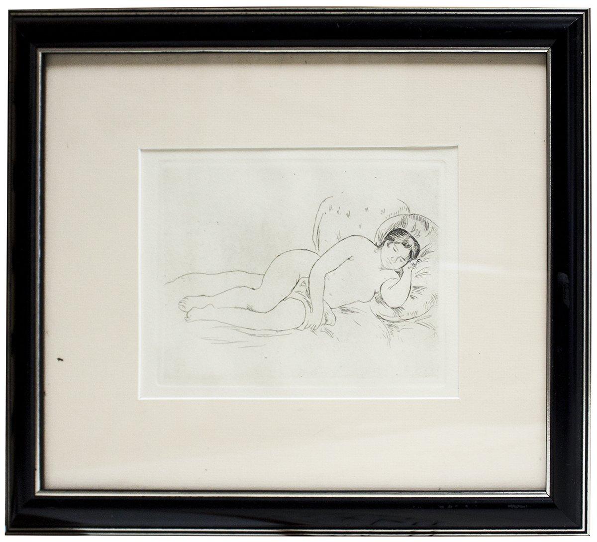Paper Size: 8.5 x 6 inches ( 21.59 x 15.24 cm )
 Image Size: 7.50 x 5.25 inches ( 19.05 x 13.335 cm )
 Framed: Yes
 Condition: A-: Near Mint, very light signs of handling
 
 Additional Details: Etching on Japan Paper. Reference in Delteil 14The