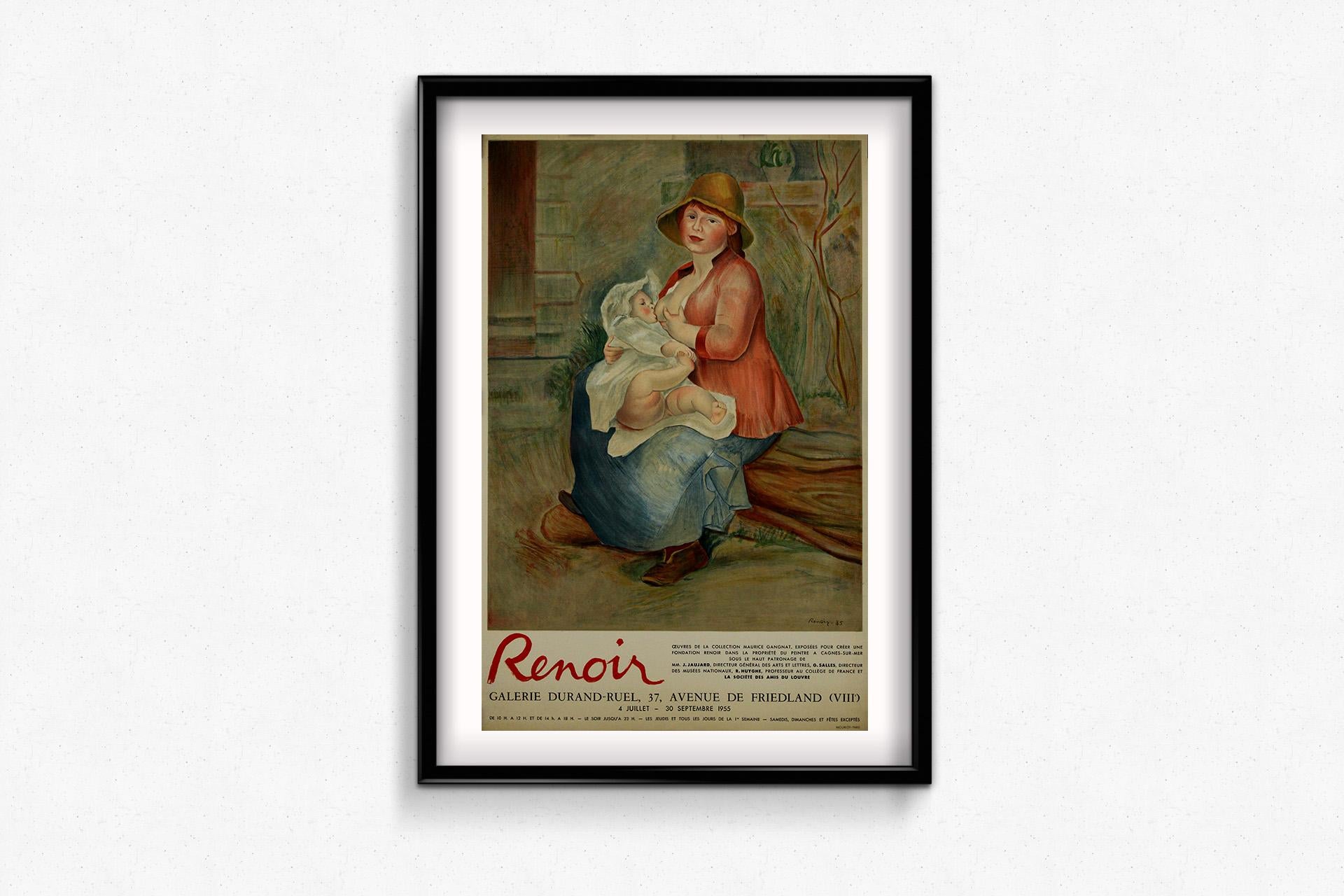 Affiche d'exposition de 1955 présentant Mère donnant le sein de Pierre-Auguste Renoir en vente 1