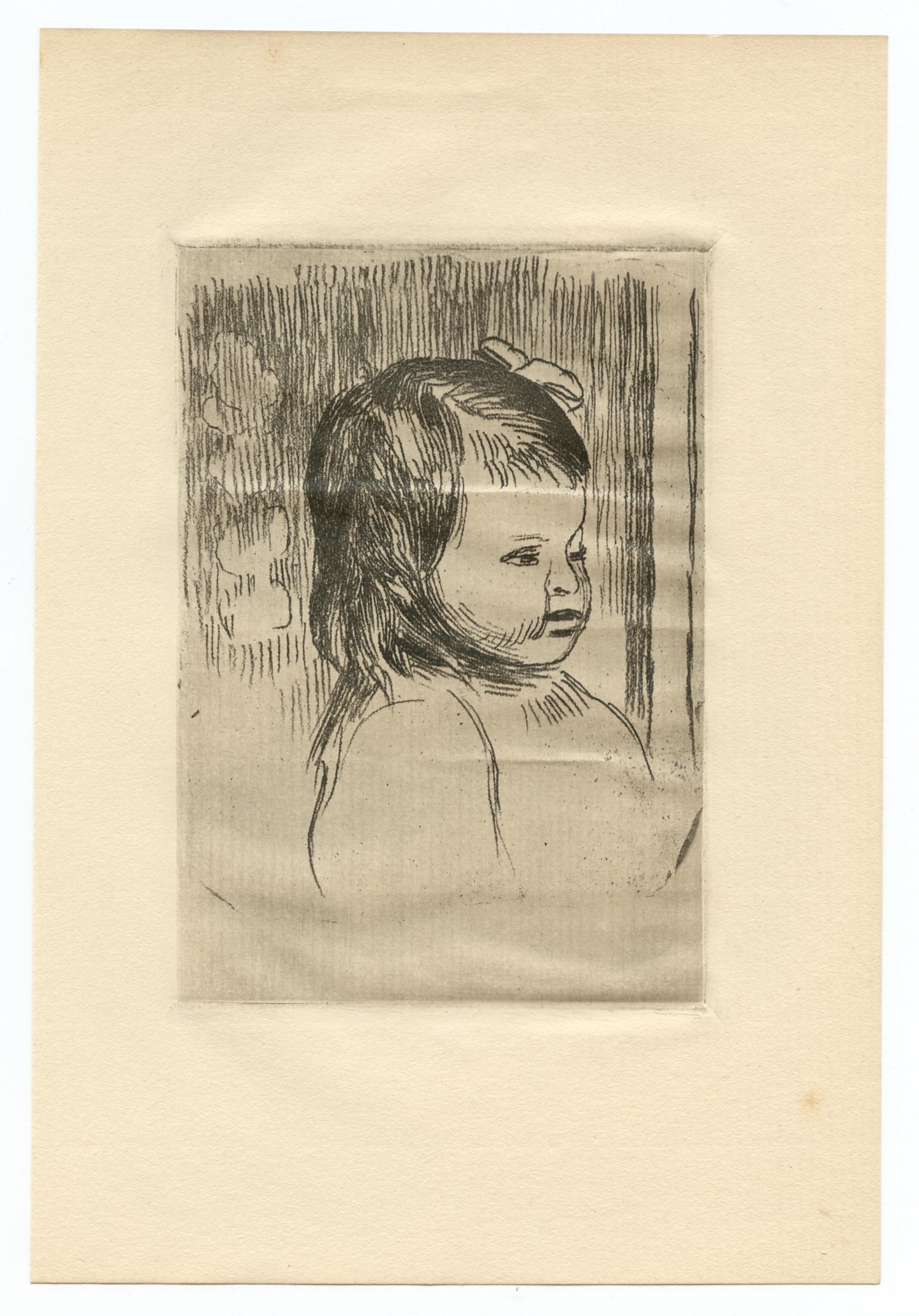 Pierre-Auguste Renoir Portrait Print - "Buste d'enfant, tourné à droite" original etching