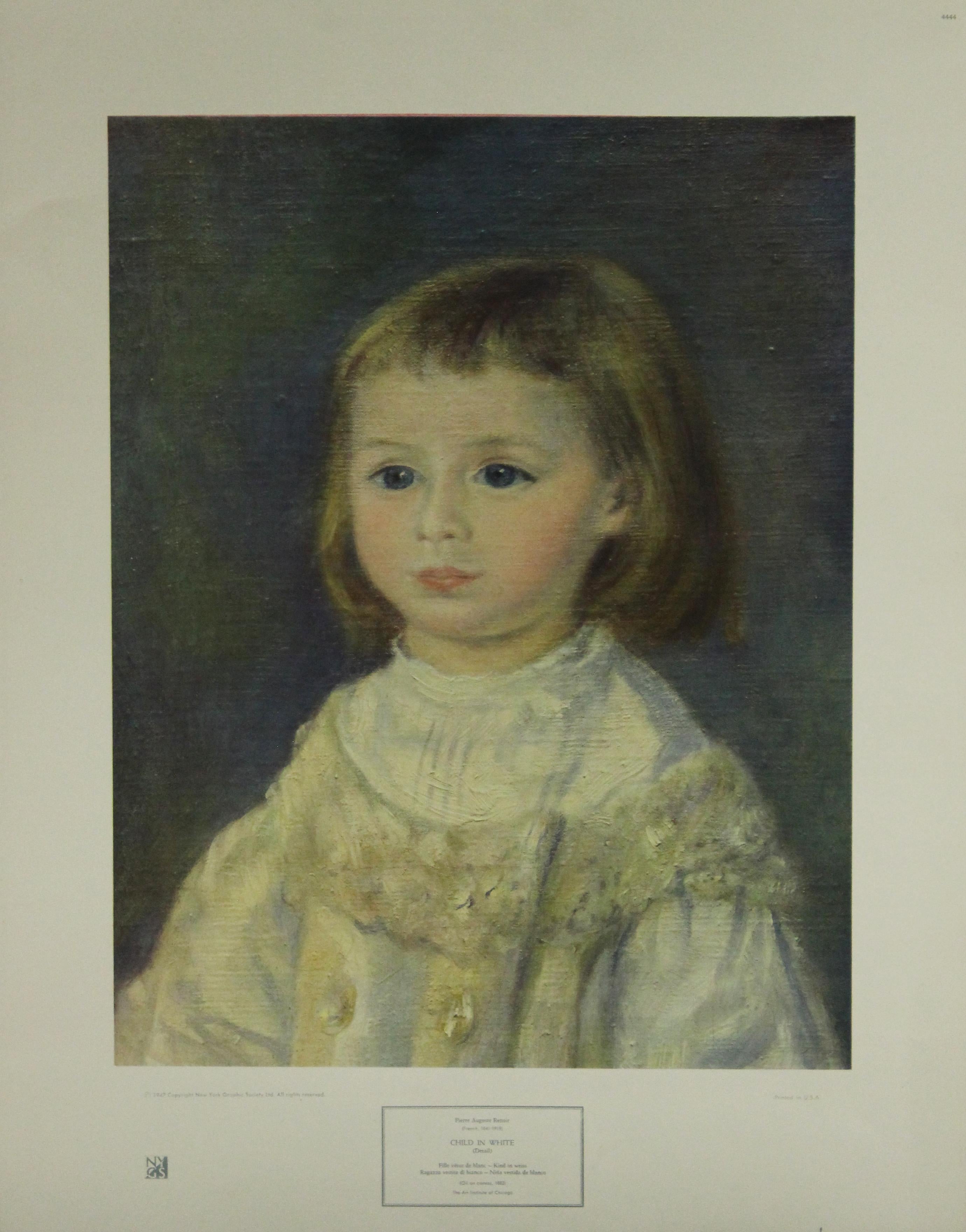 Pierre-Auguste Renoir Portrait Print - Child In White (Detail)-Poster. New York Graphic Society. 