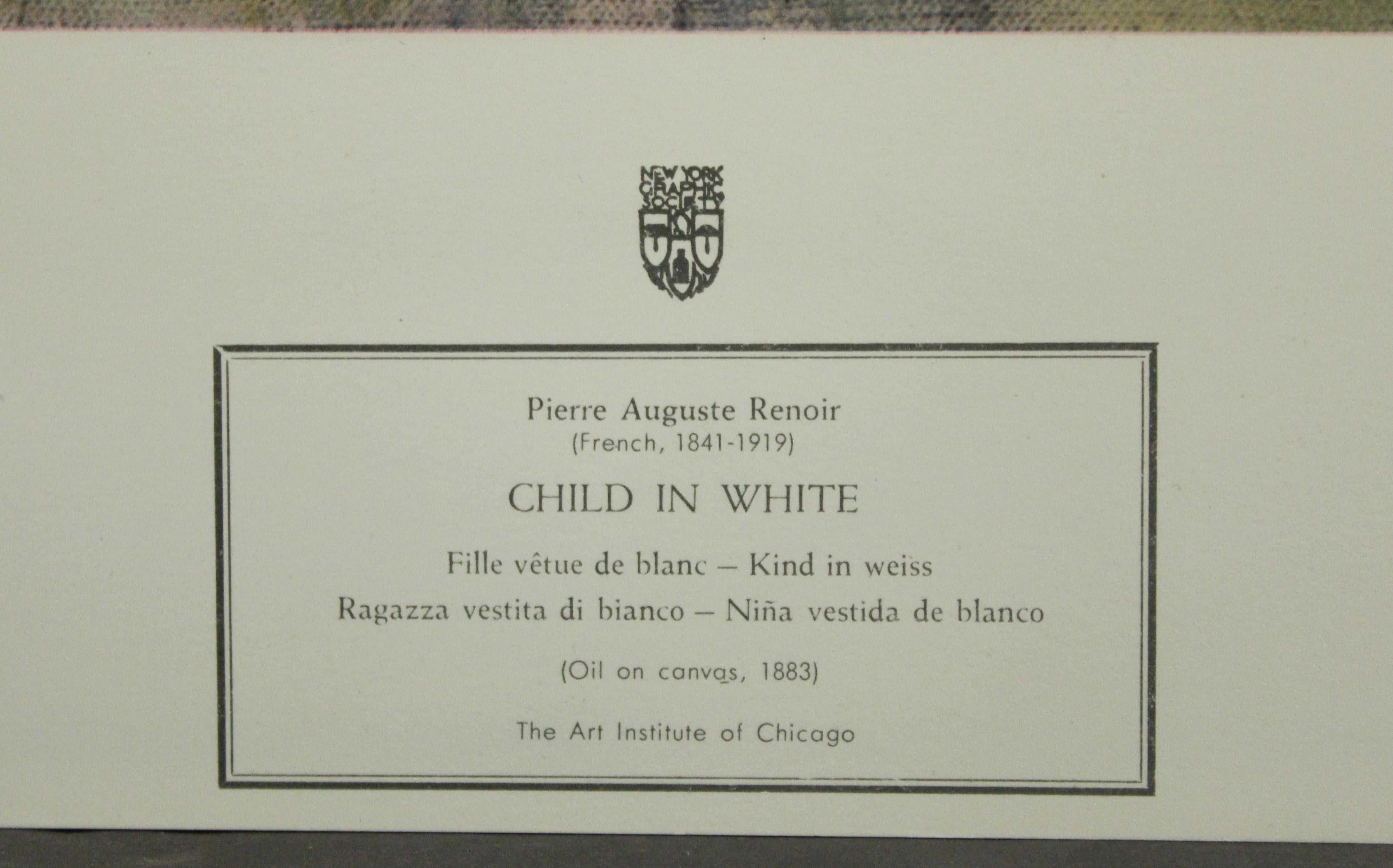 Child In White-Poster. New York Graphic Society.  - Print by Pierre-Auguste Renoir