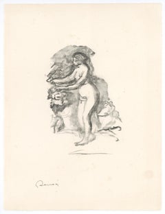 Lithographie originale « Femme au cep de vigne »
