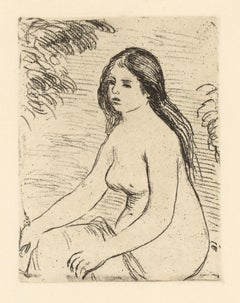 "Femme nue assise" aguafuerte original