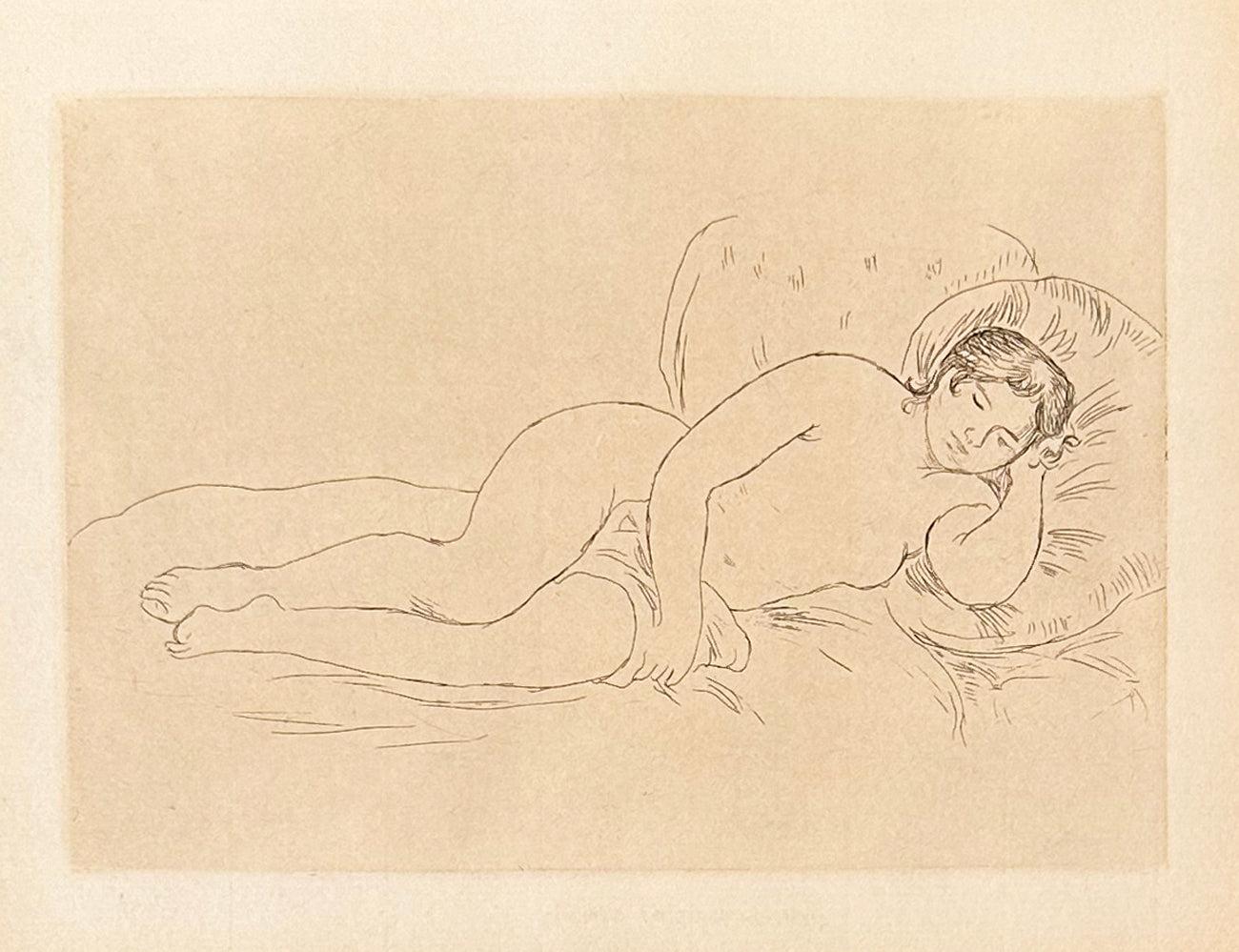 Femme nue couché, tournée a droite (Donna nuda sdraiata, girata a destra) - Print Moderno di Pierre-Auguste Renoir