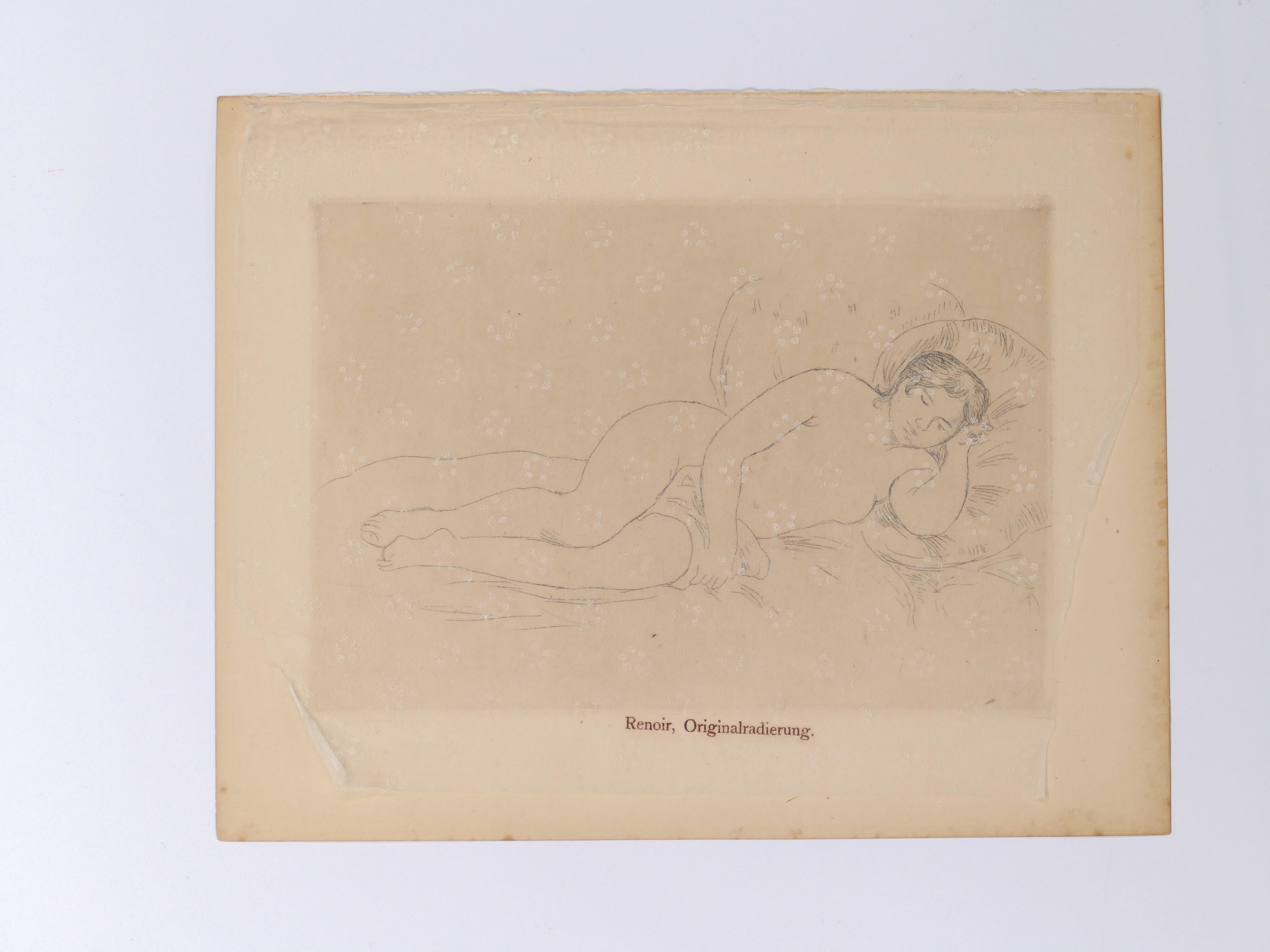 Femme Nue Couchée (Tourné à droite)- Etching and Drypoint by P.A. Renoir -  1906 - Print by Pierre-Auguste Renoir