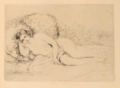 Femme Nue Couchée (Tourné à gauche)- Etching and Drypoint by P.A. Renoir -  1906