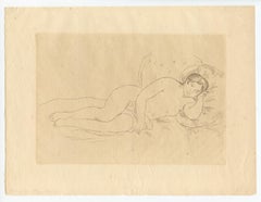 "Femme nue couchée (tournée à droite)" original etching