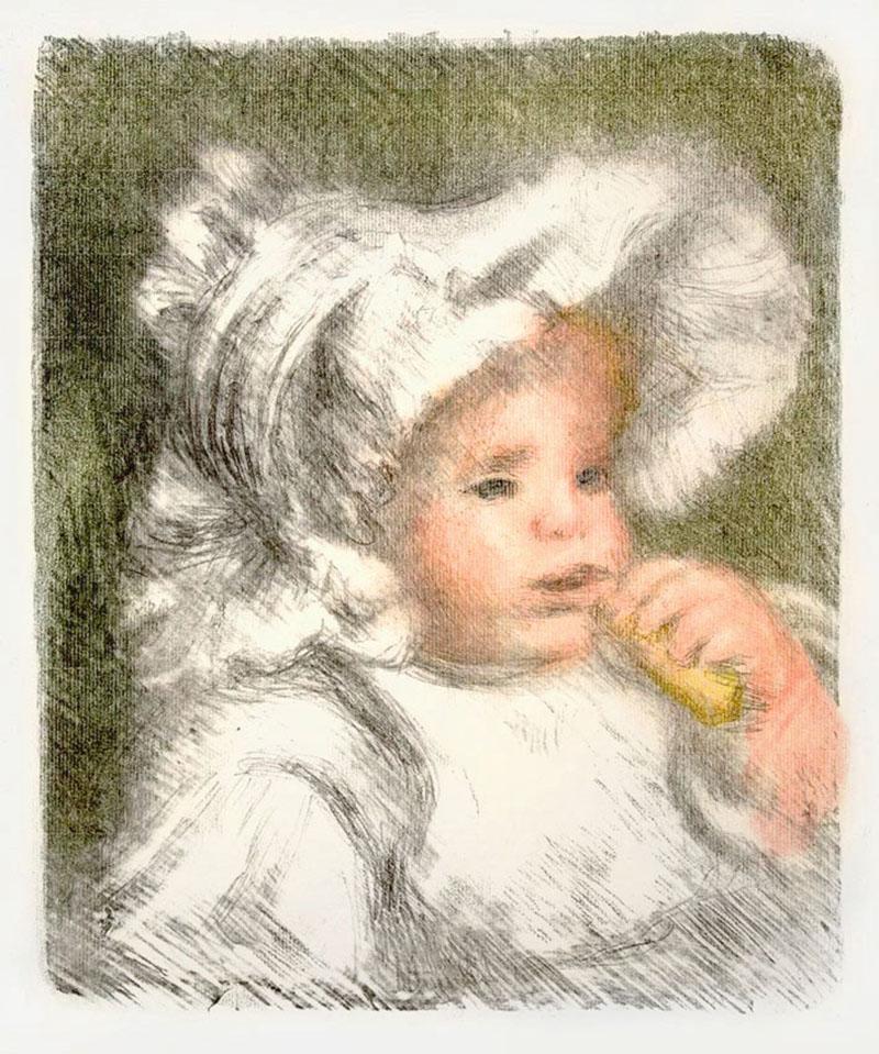 Pierre-Auguste Renoir Portrait Print - L'efant aux biscuit (Child with Cookie)