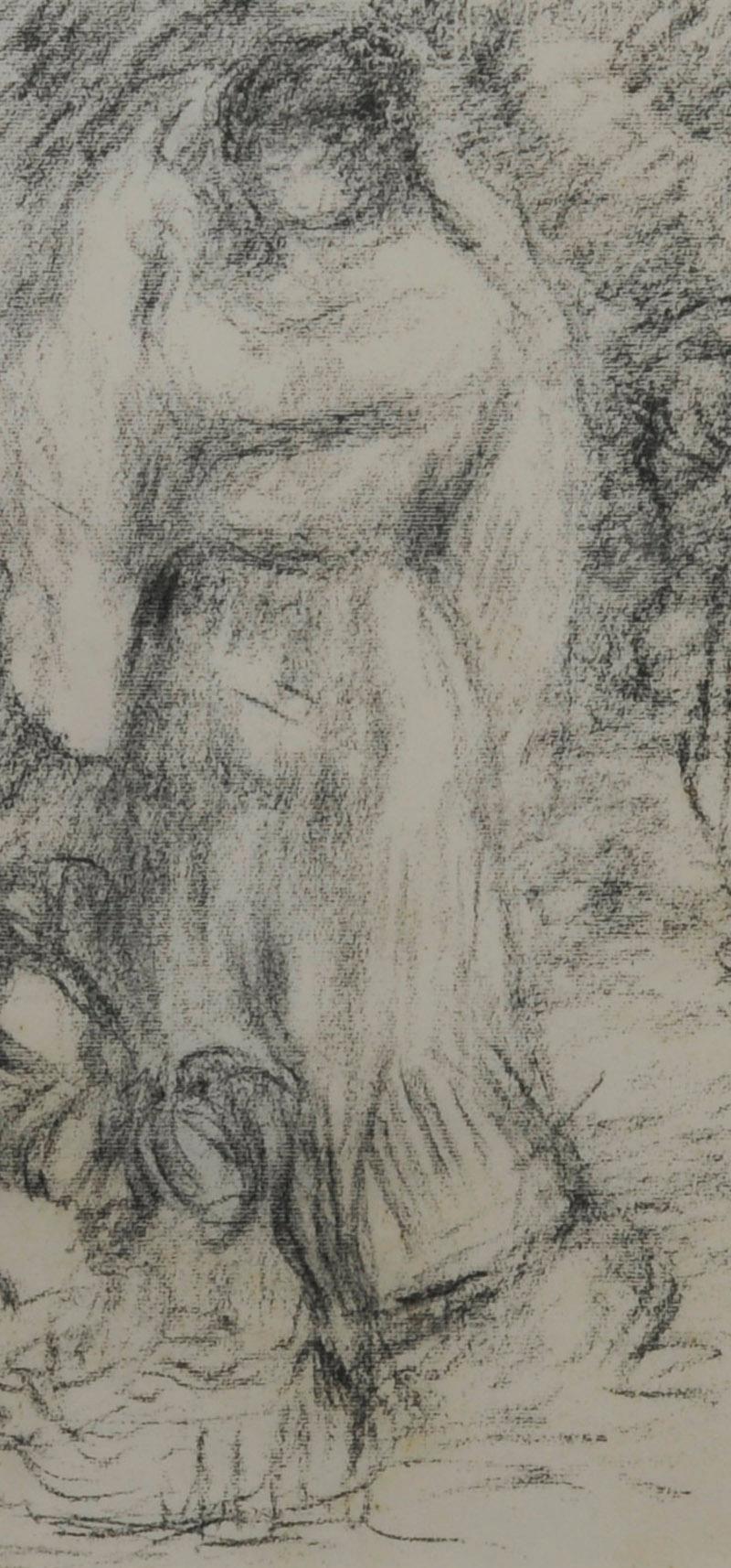 Les Laveuses, 2e Pensee (Die Washerwoman) (Impressionismus), Print, von Pierre-Auguste Renoir