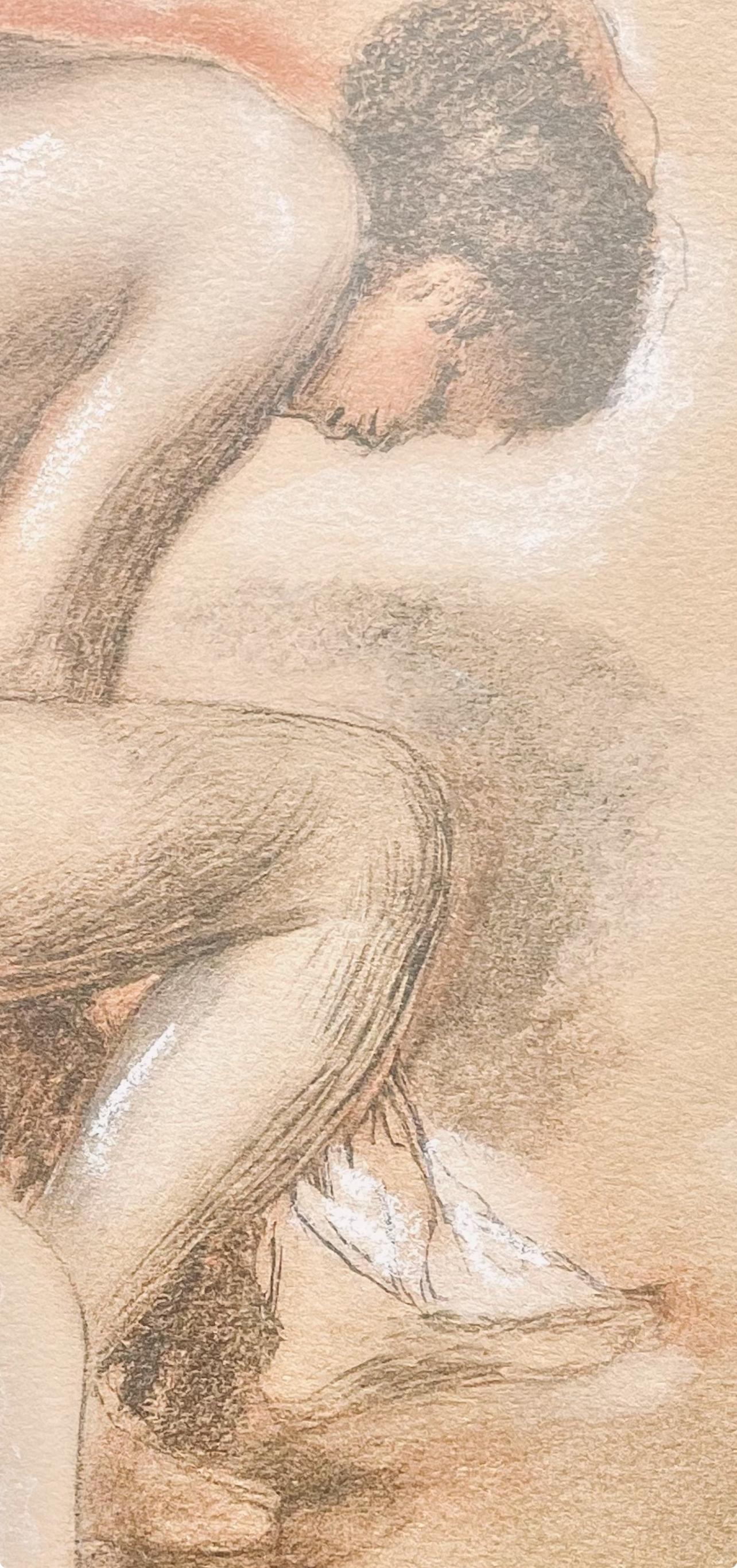 Renoir, Baigneuse s'essuyant, Seize Aquarelles et Sanguines de Renoir (after) - Beige Landscape Print by Pierre-Auguste Renoir