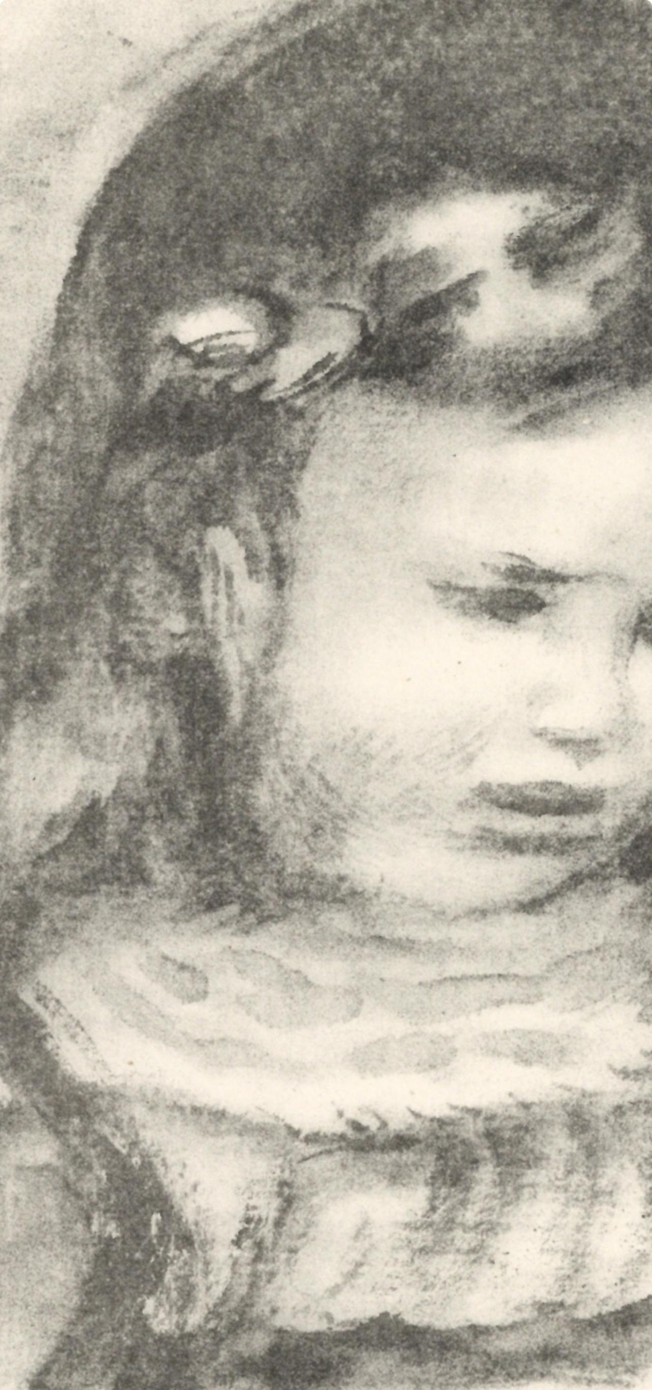 Renoir, Claude Renoir la tête baissée, Les Lithographies de Renoir (after) - Beige Landscape Print by Pierre-Auguste Renoir